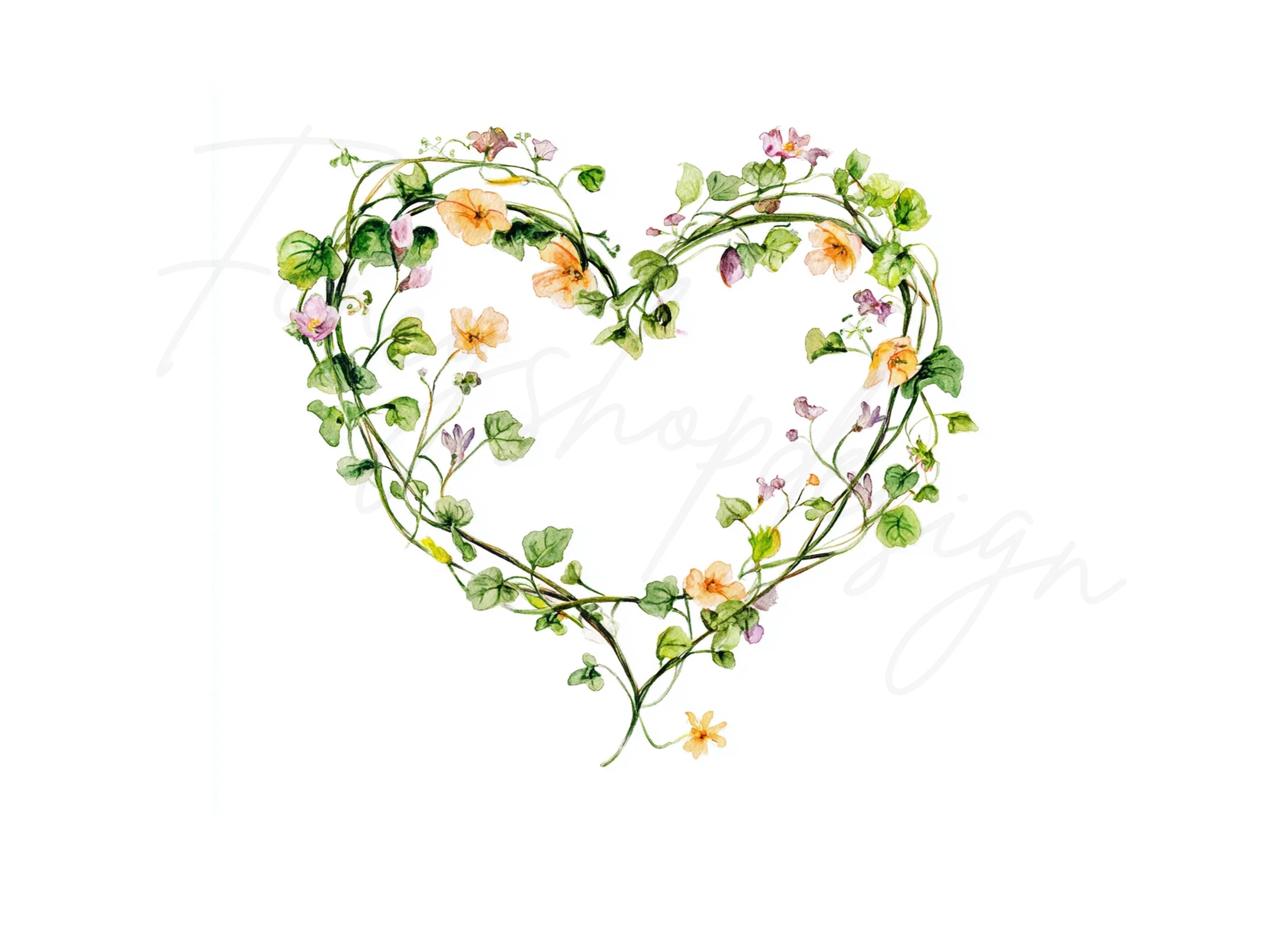 Floral Heart Wreaths Clipart Bundle