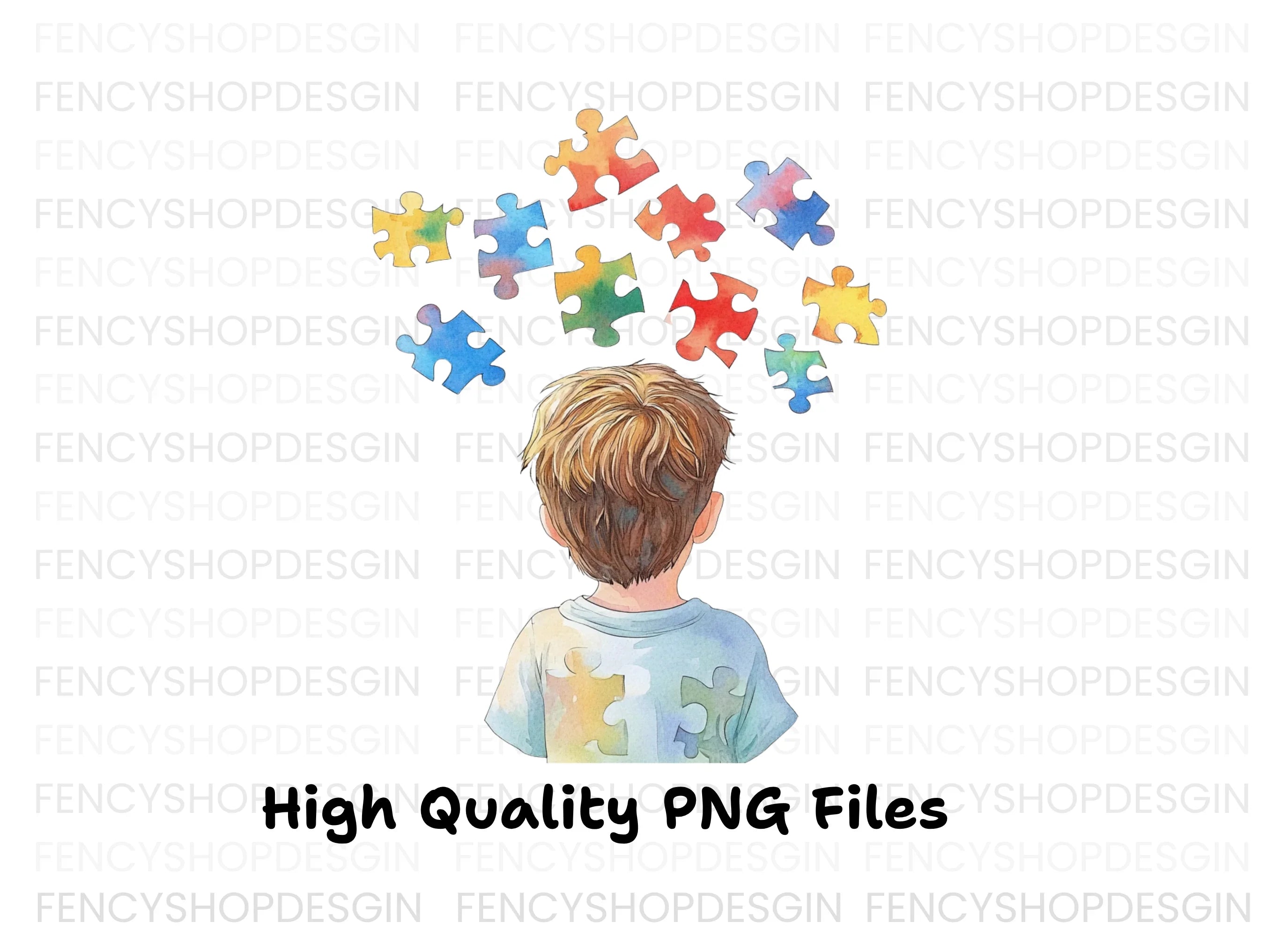 Boys with Puzzle Pieces Clipart Bundle