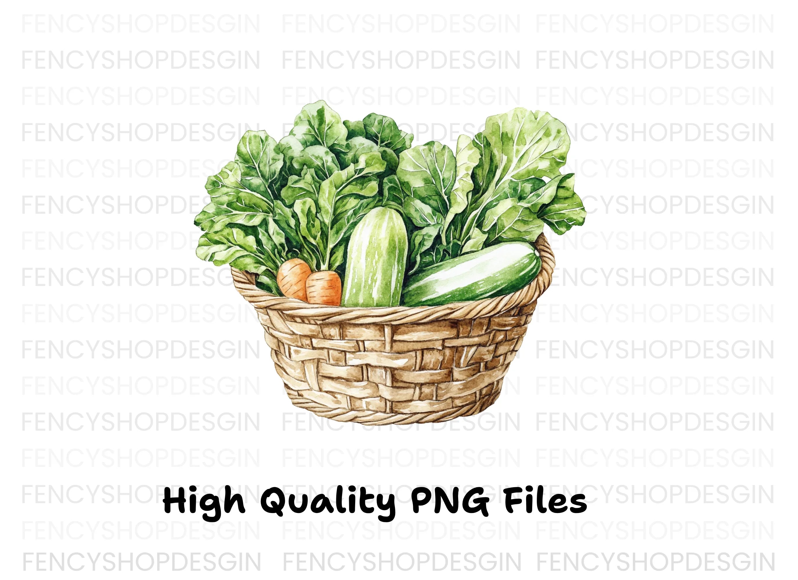 Green Vegetable Baskets Clipart Bundle