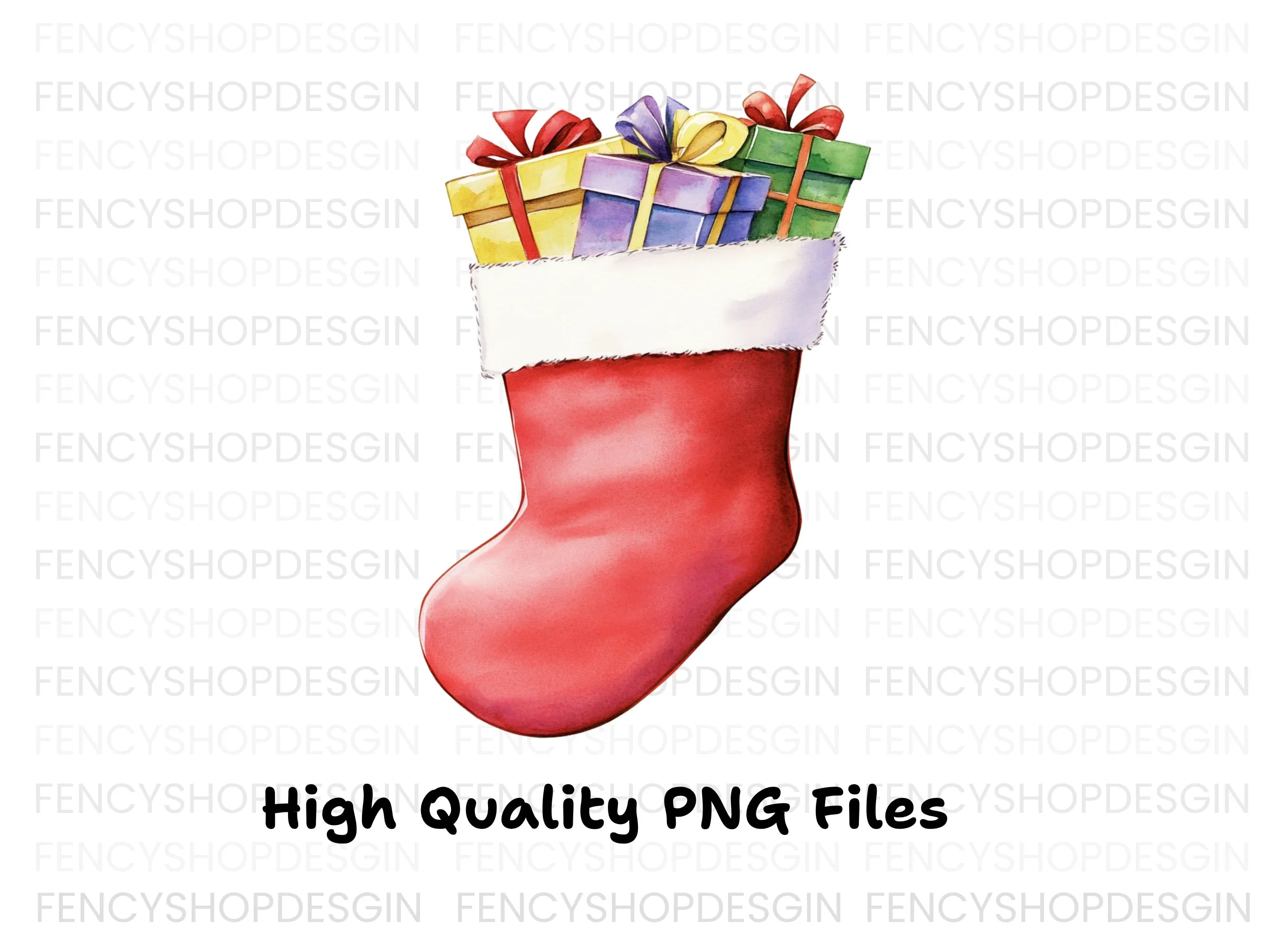 Christmas Stockings with Gifts Clipart Bundle
