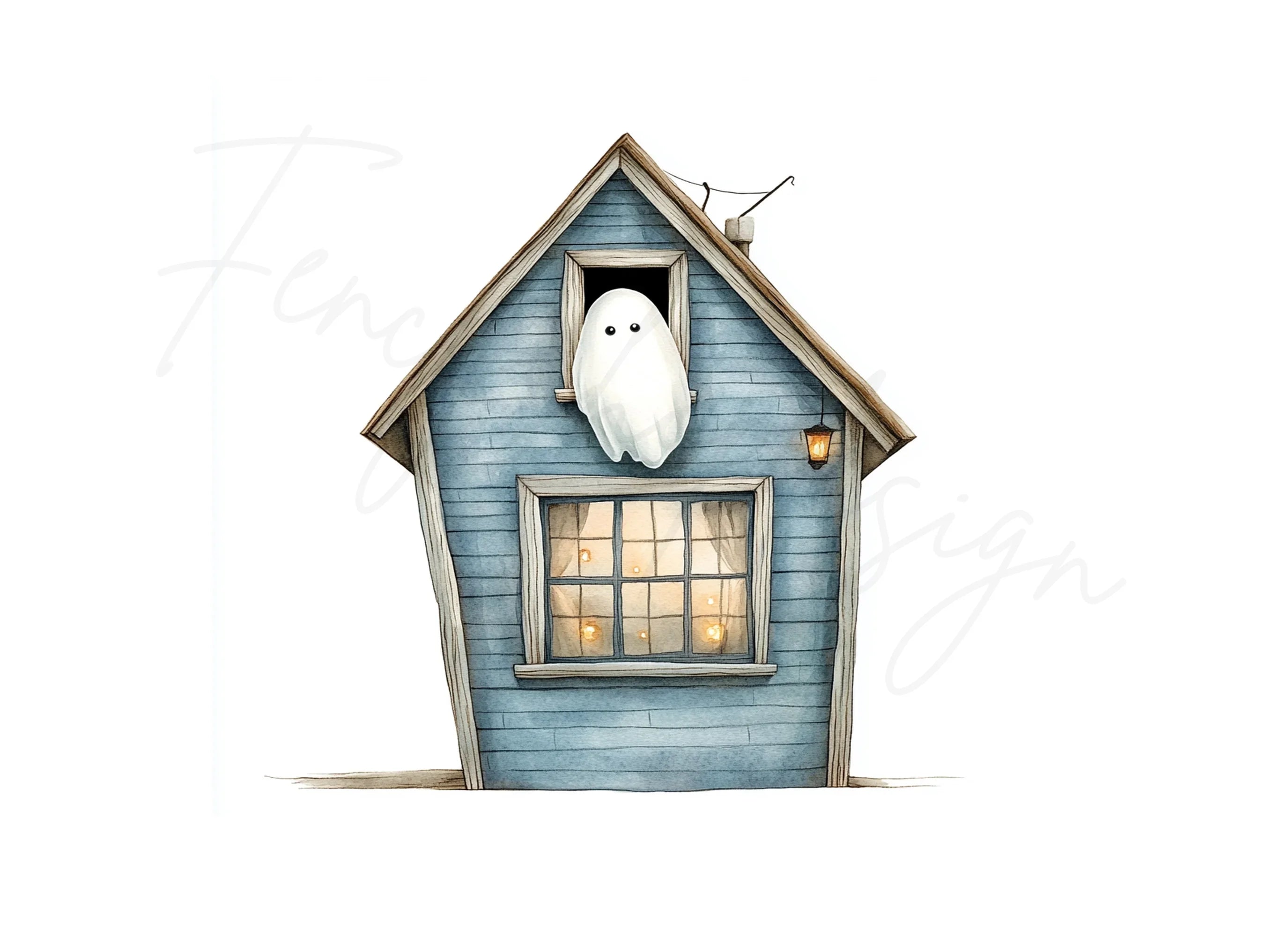 Cute Ghost Haunted House Clipart Bundle