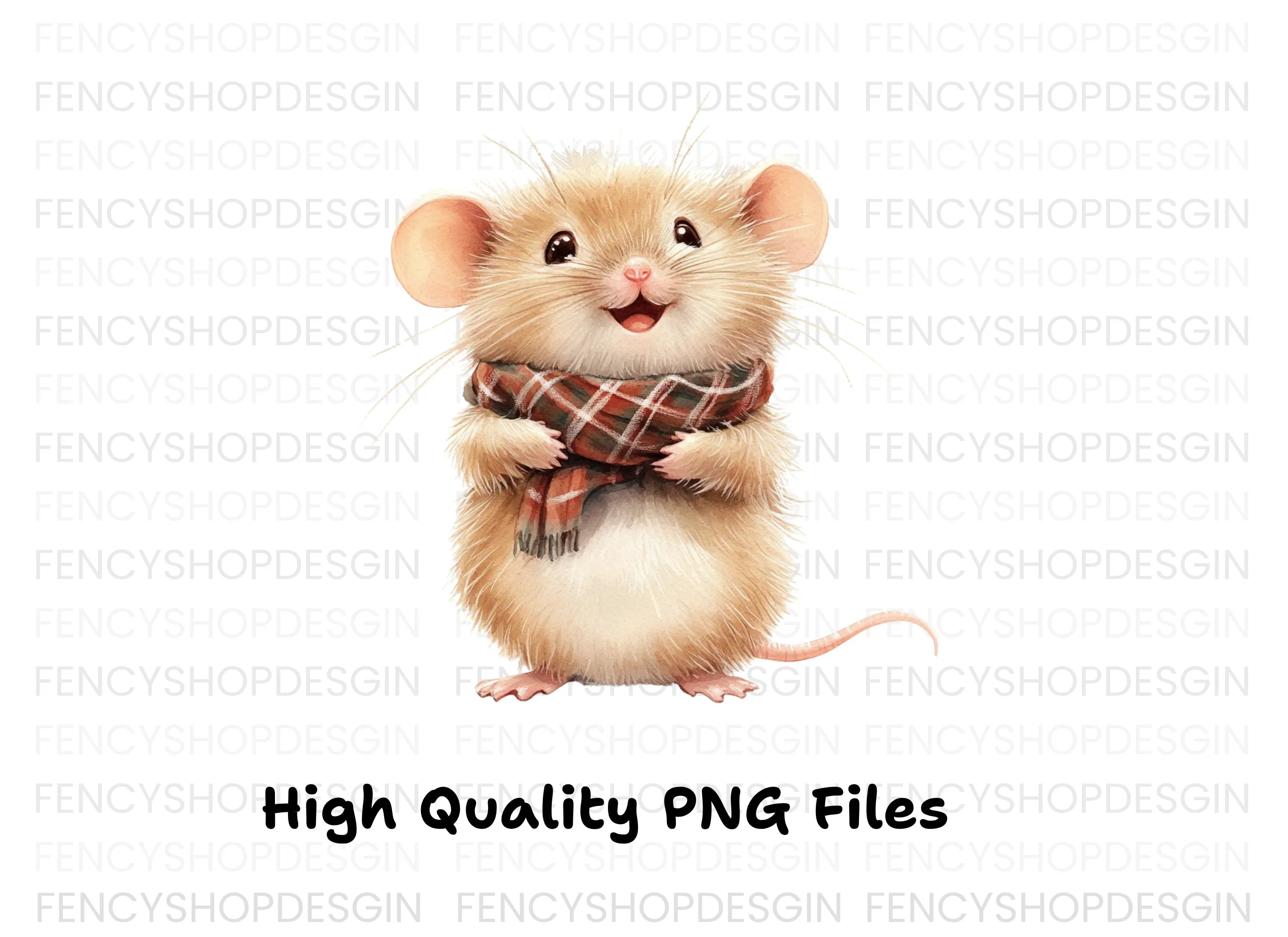 Cute Mouse with Scarf Clipart Bundle