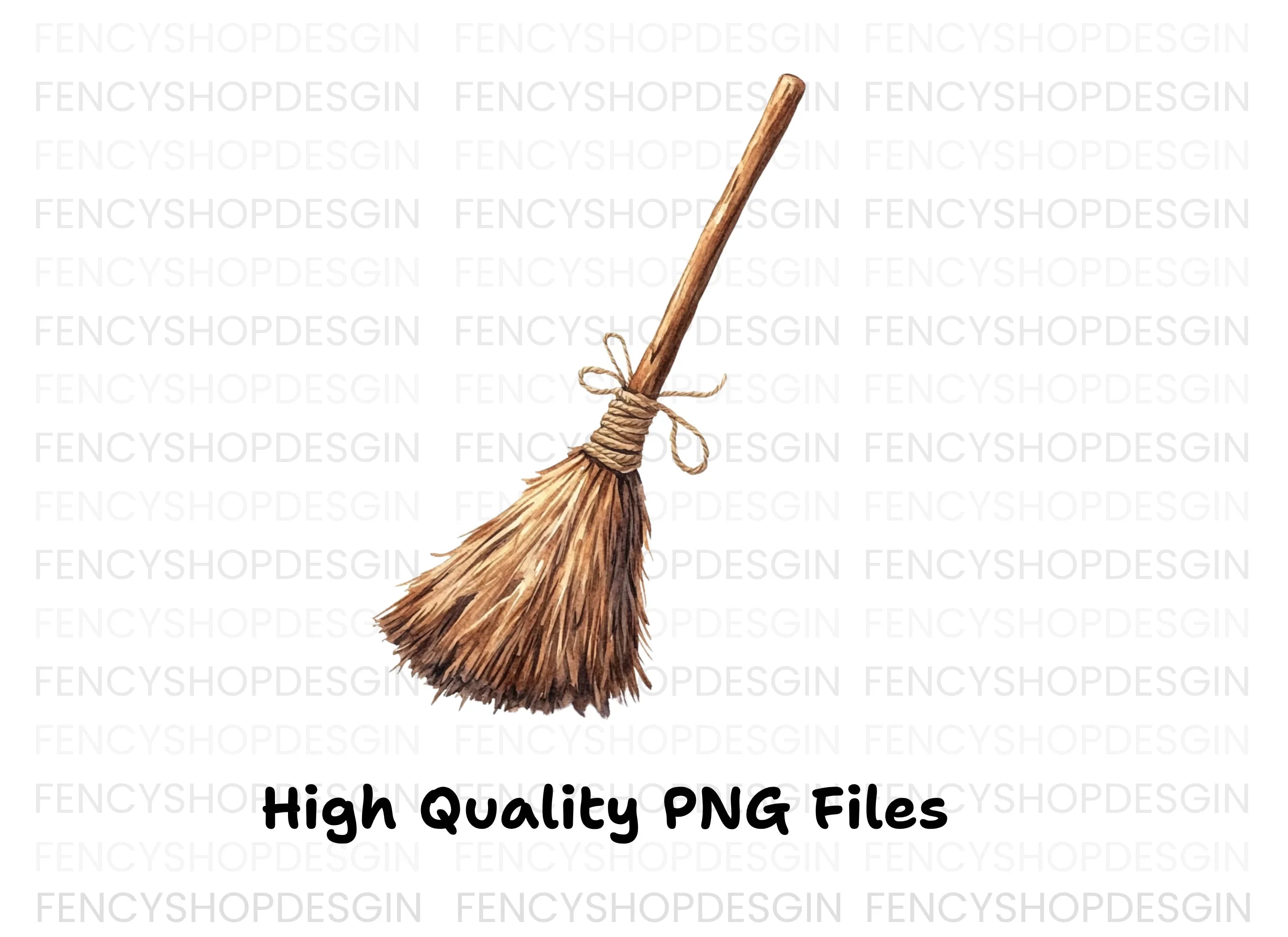 Halloween Witch Broom Clipart Bundle