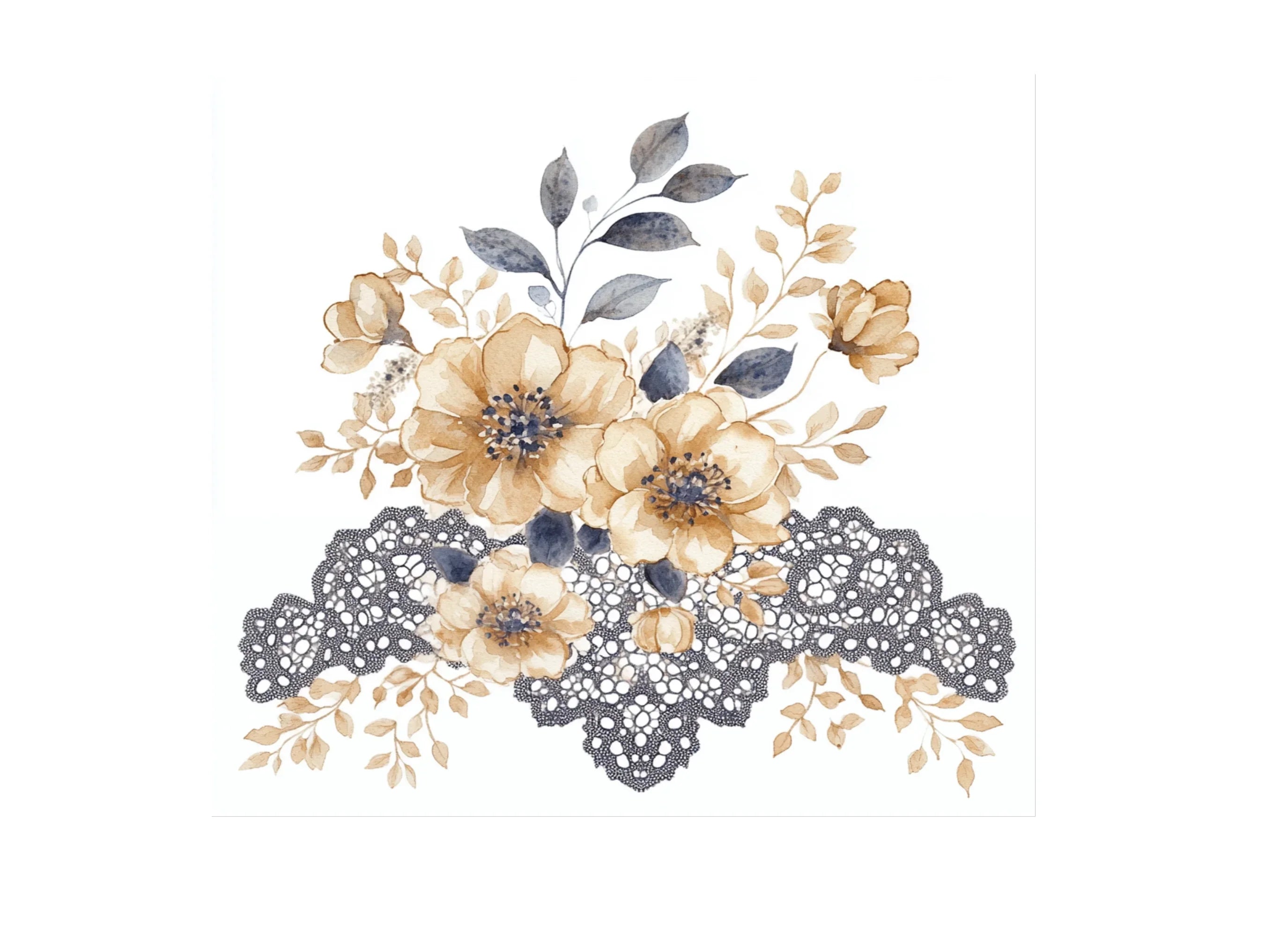 Floral Lace Clipart Bundle