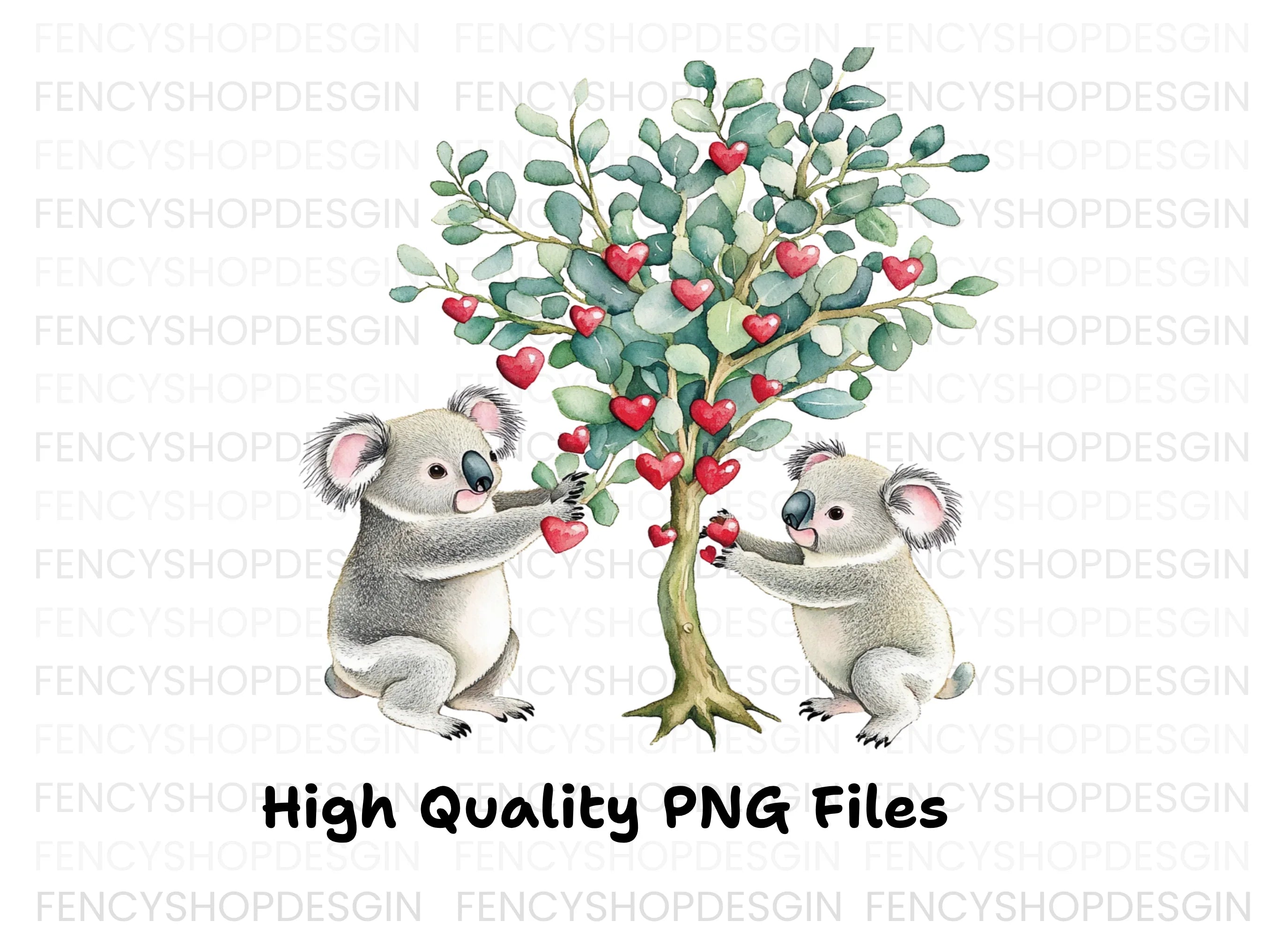 Koalas Decorating Heart Tree Clipart Bundle