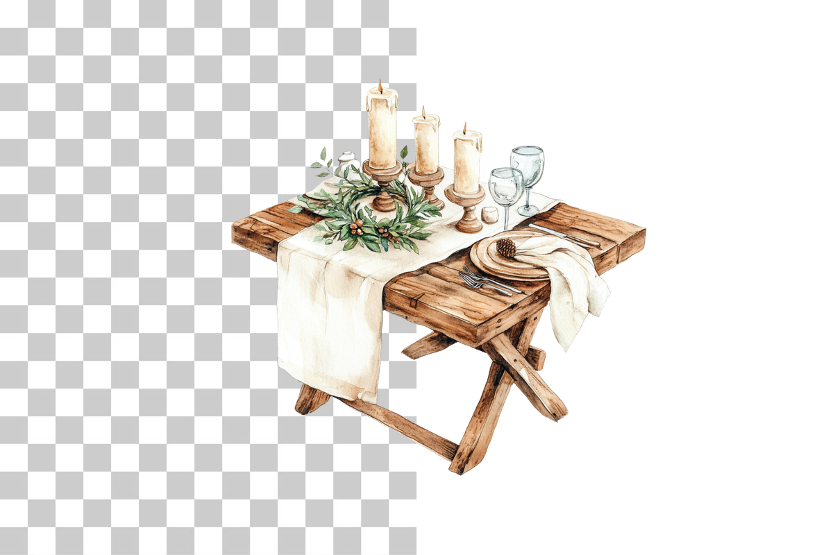 Festive Christmas Dinner Table Clipart Bundle