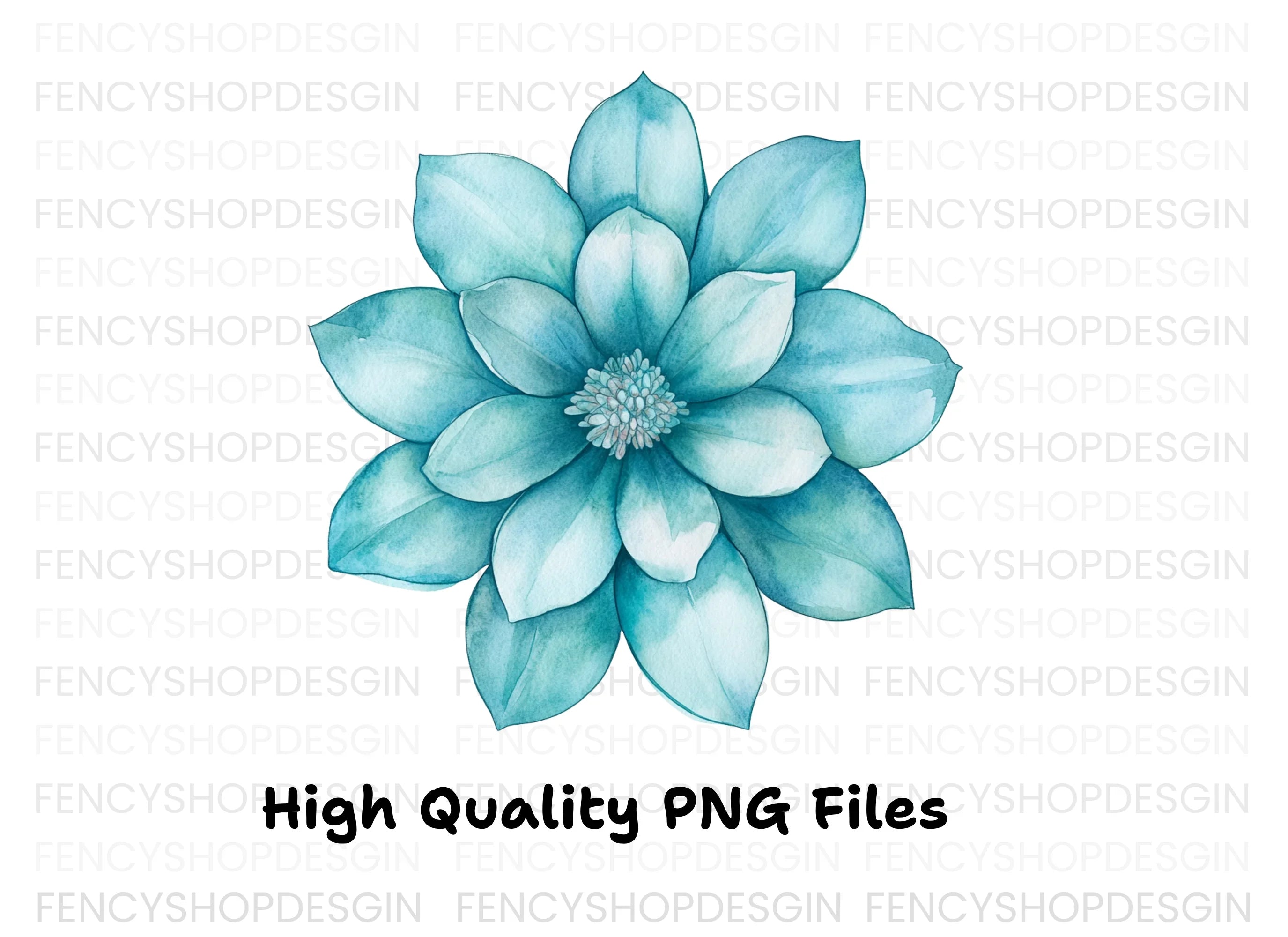 Blue Floral Clipart Bundle