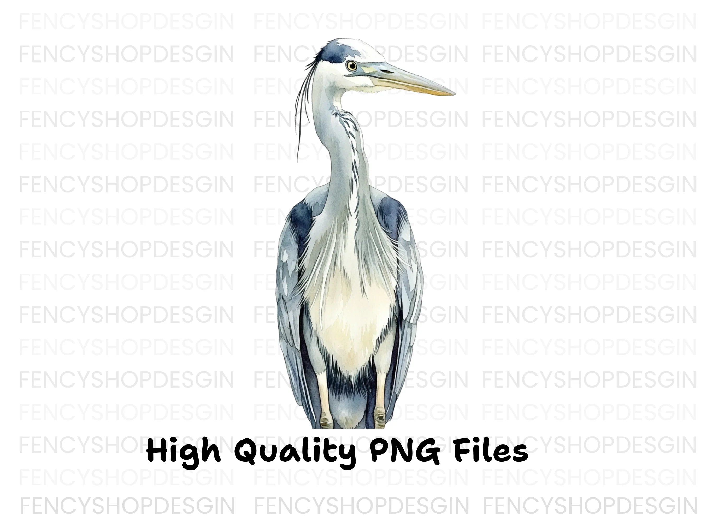 Front Facing Heron Clipart Bundle