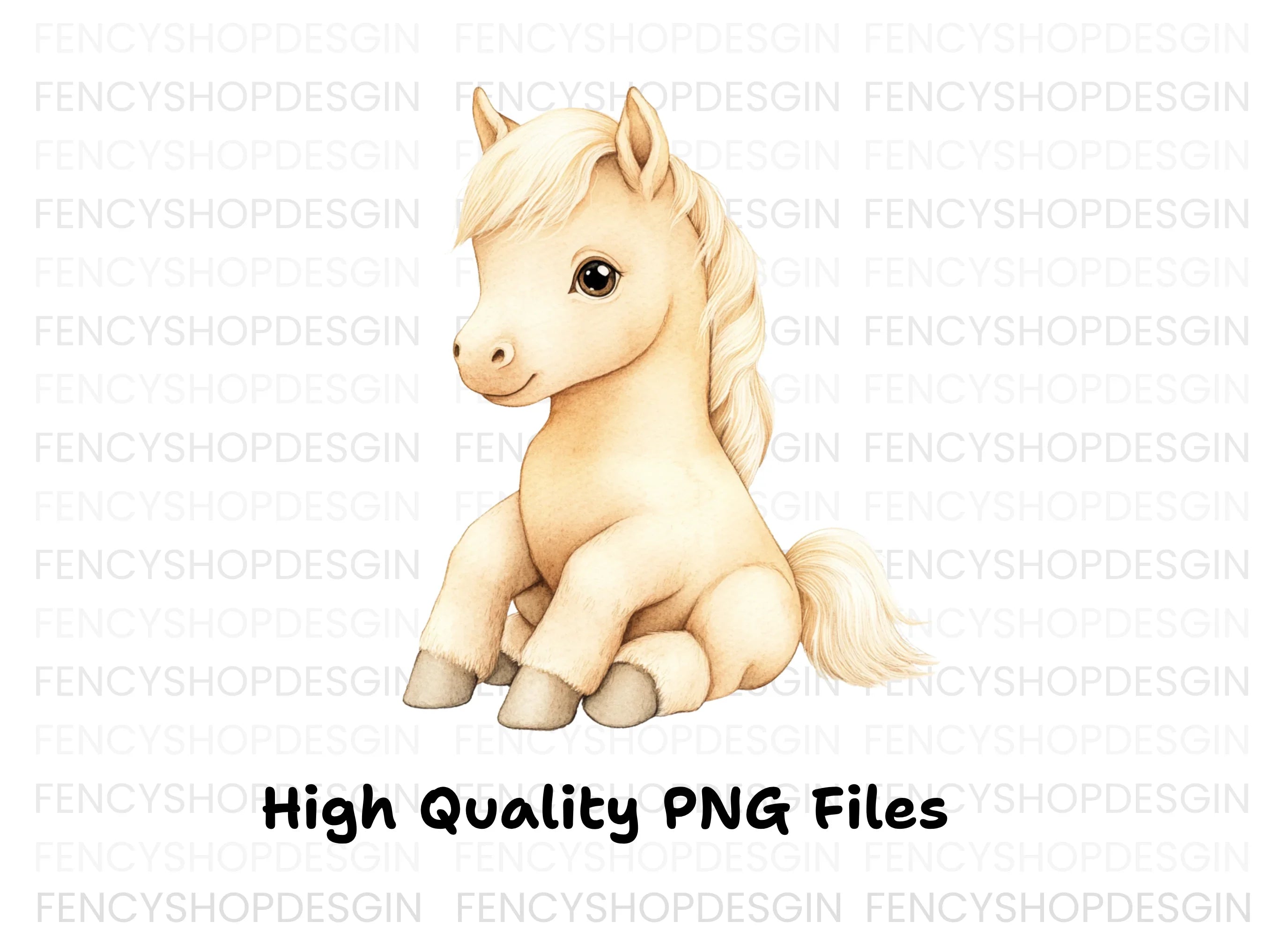 Cute Sitting Palomino Foals Clipart Bundle