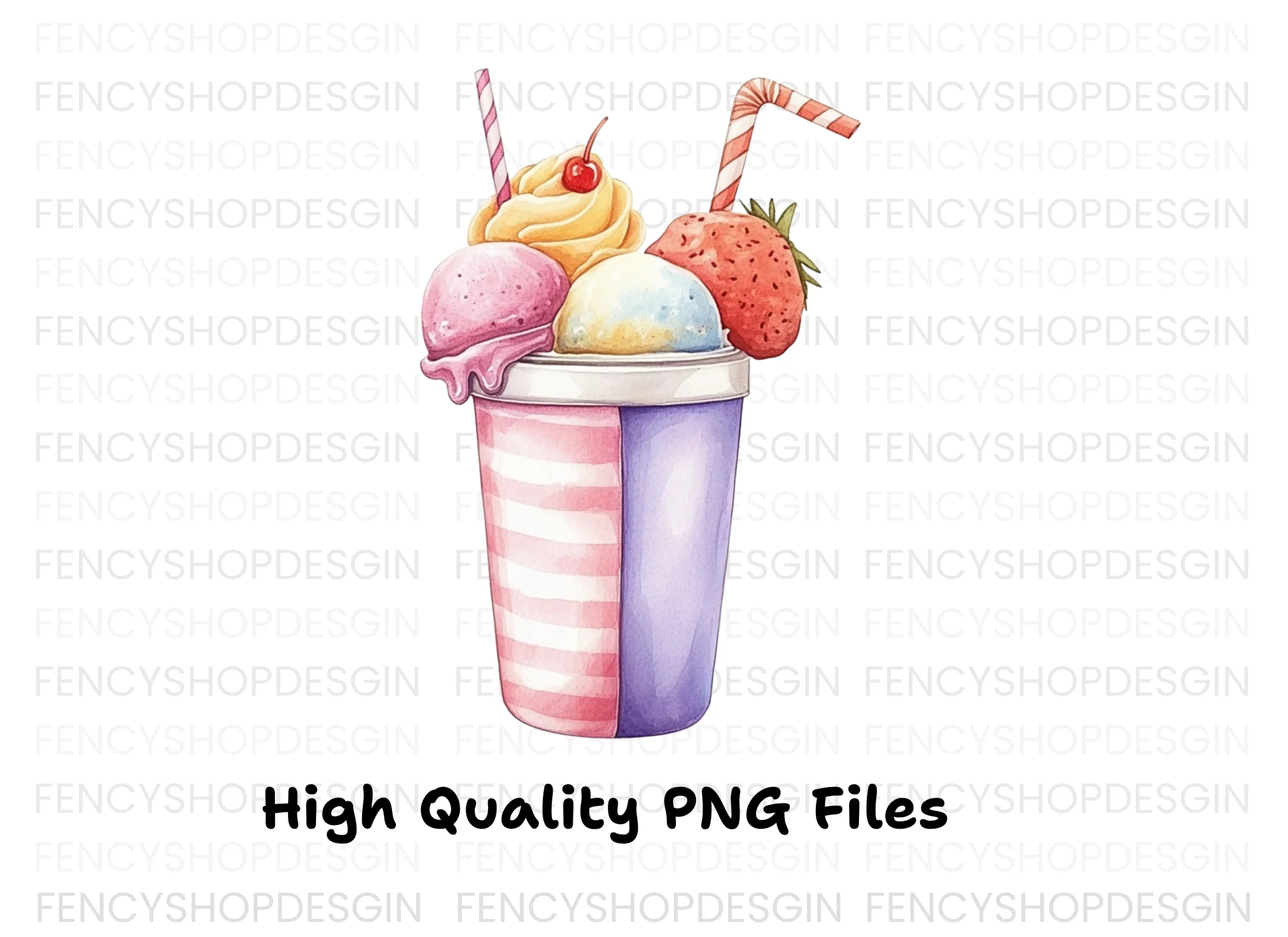 Ice Cream Milkshake Clipart Bundle