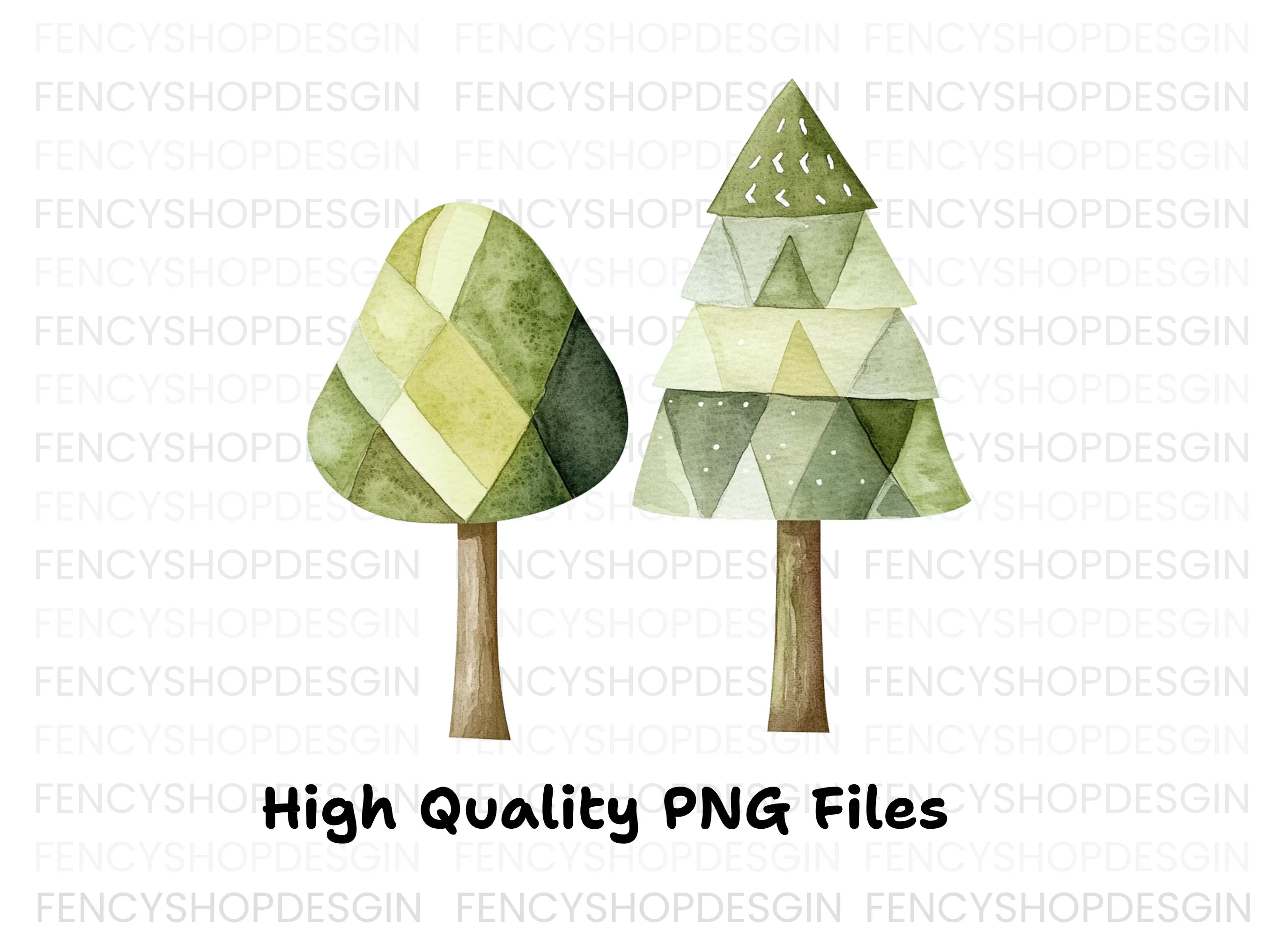 Geometric Tree Clipart Bundle