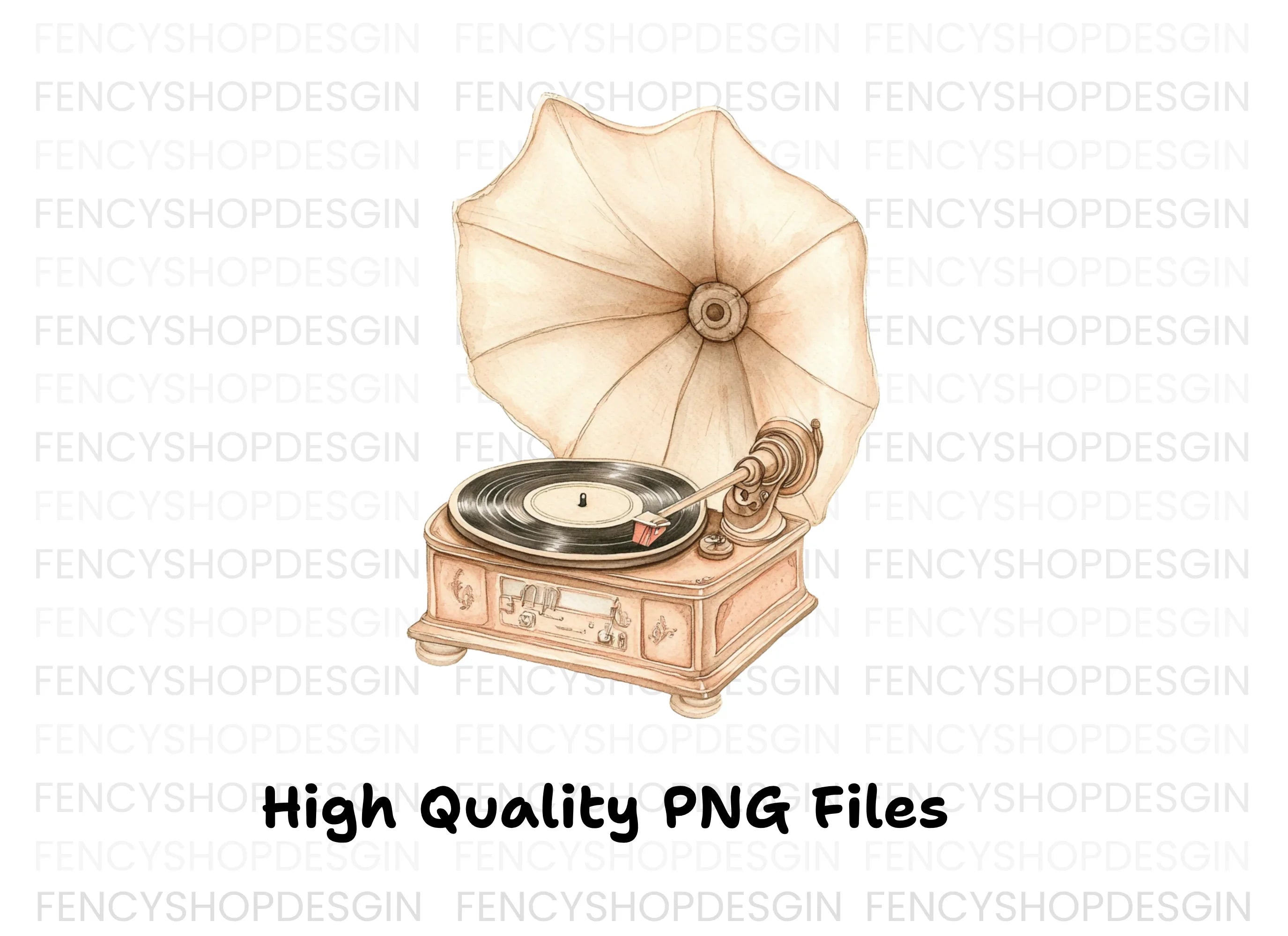 Antique Record Player Clipart Bundle