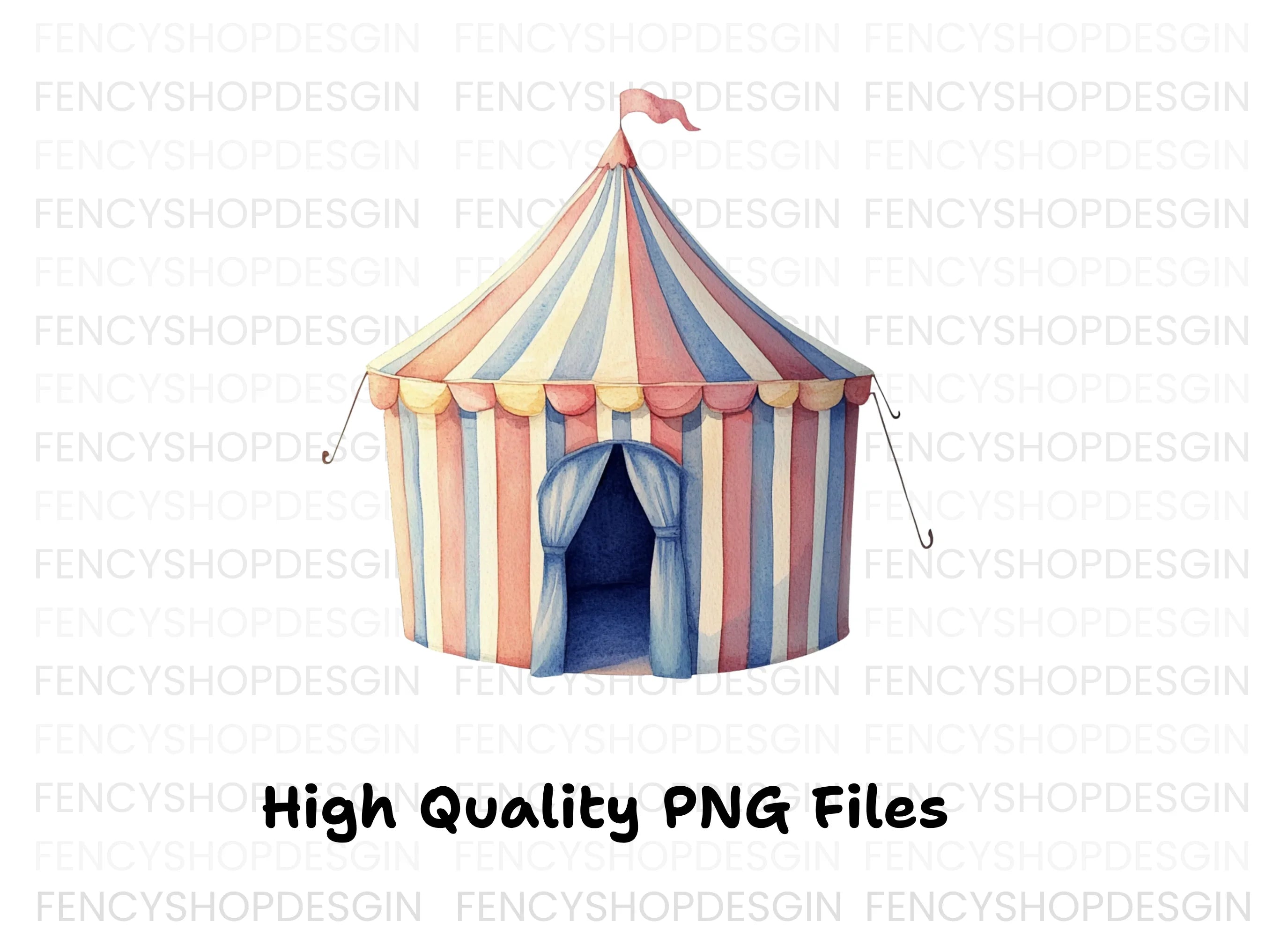 Pastel Circus Tent Clipart Bundle