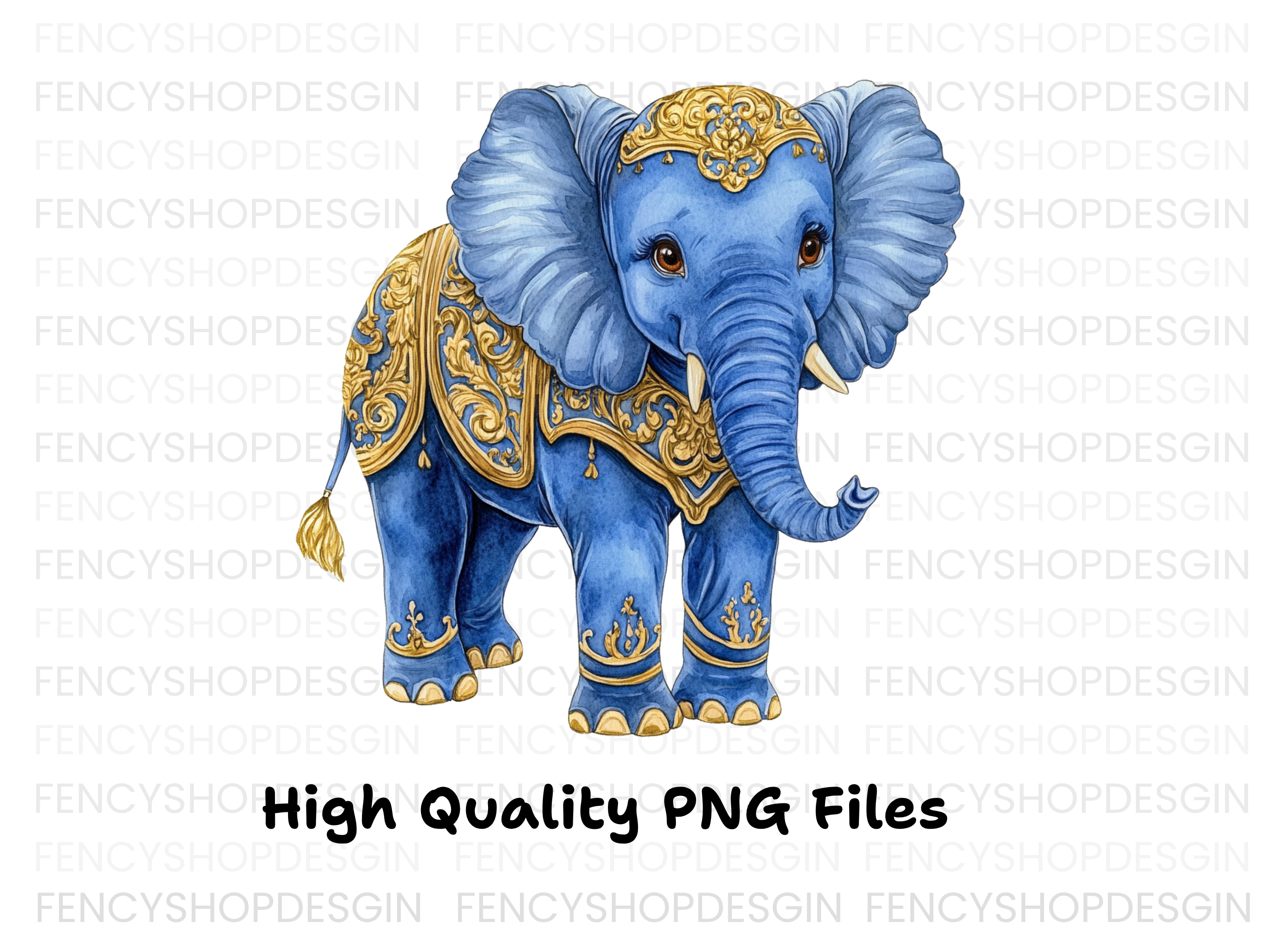 Cute Baby Blue Elephant Clipart Bundle