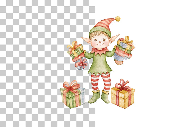 Christmas Elf with Presents Clipart Bundle - CraftNest - Digital Crafting and Art