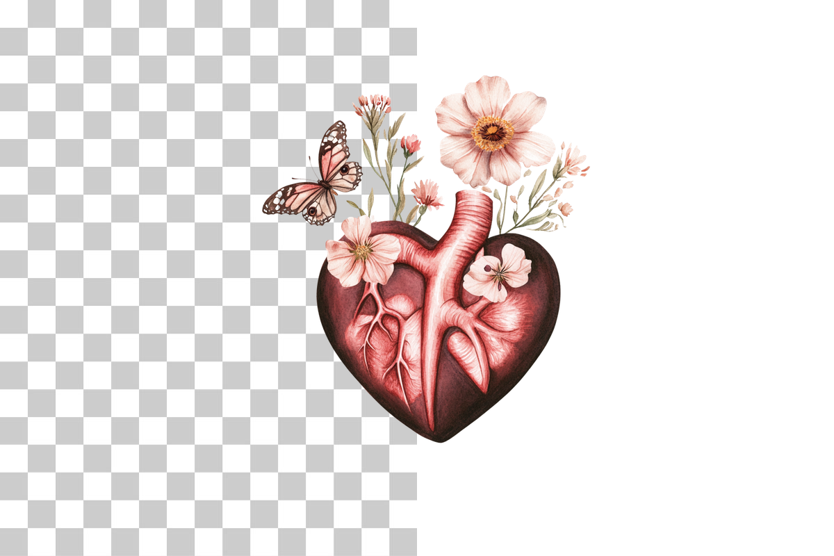 Anatomical Floral Heart with Butterflies Clipart Bundle - CraftNest - Digital Crafting and Art
