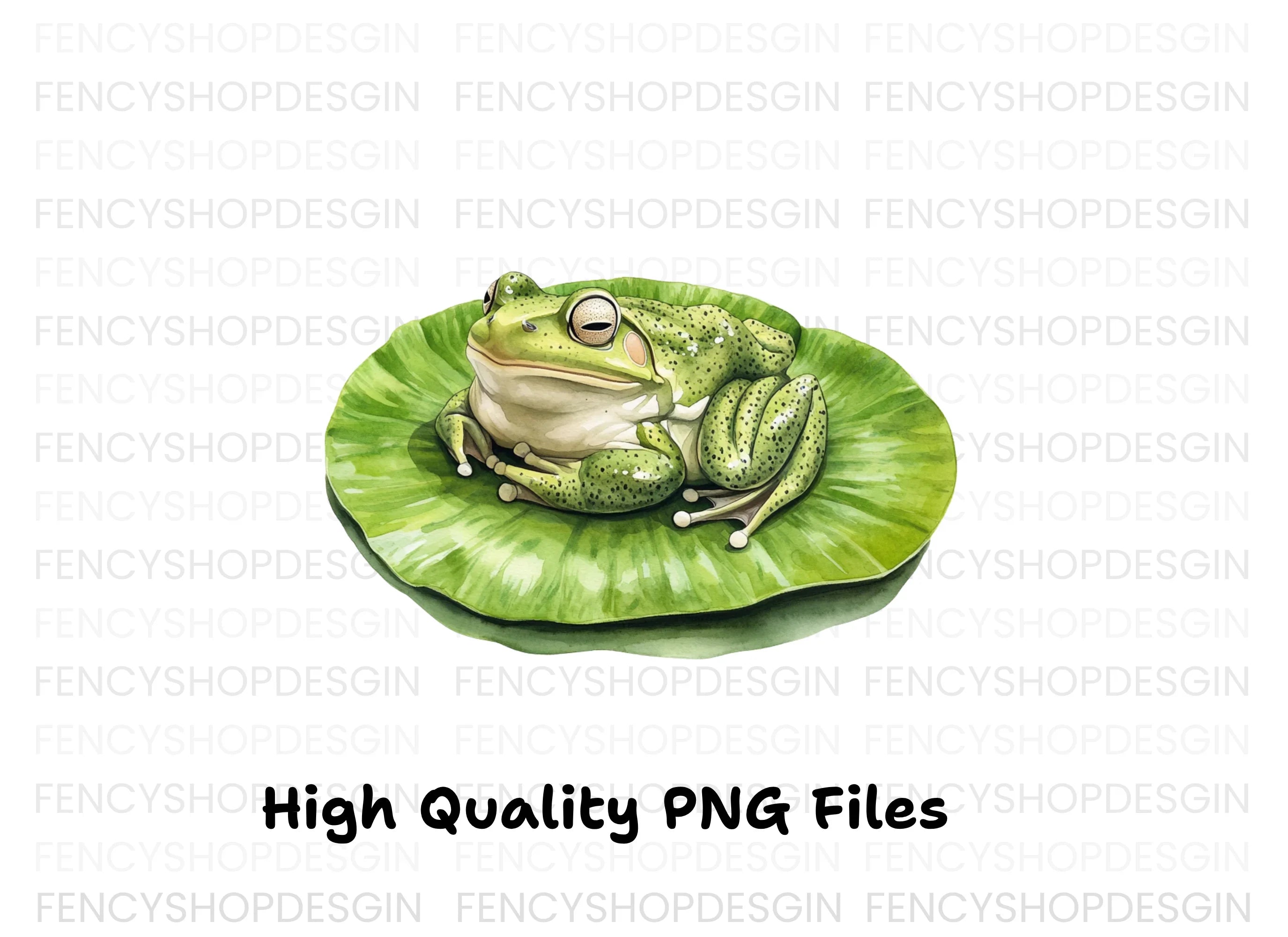 Cute Green Frogs on Lily Pads Clipart Bundle