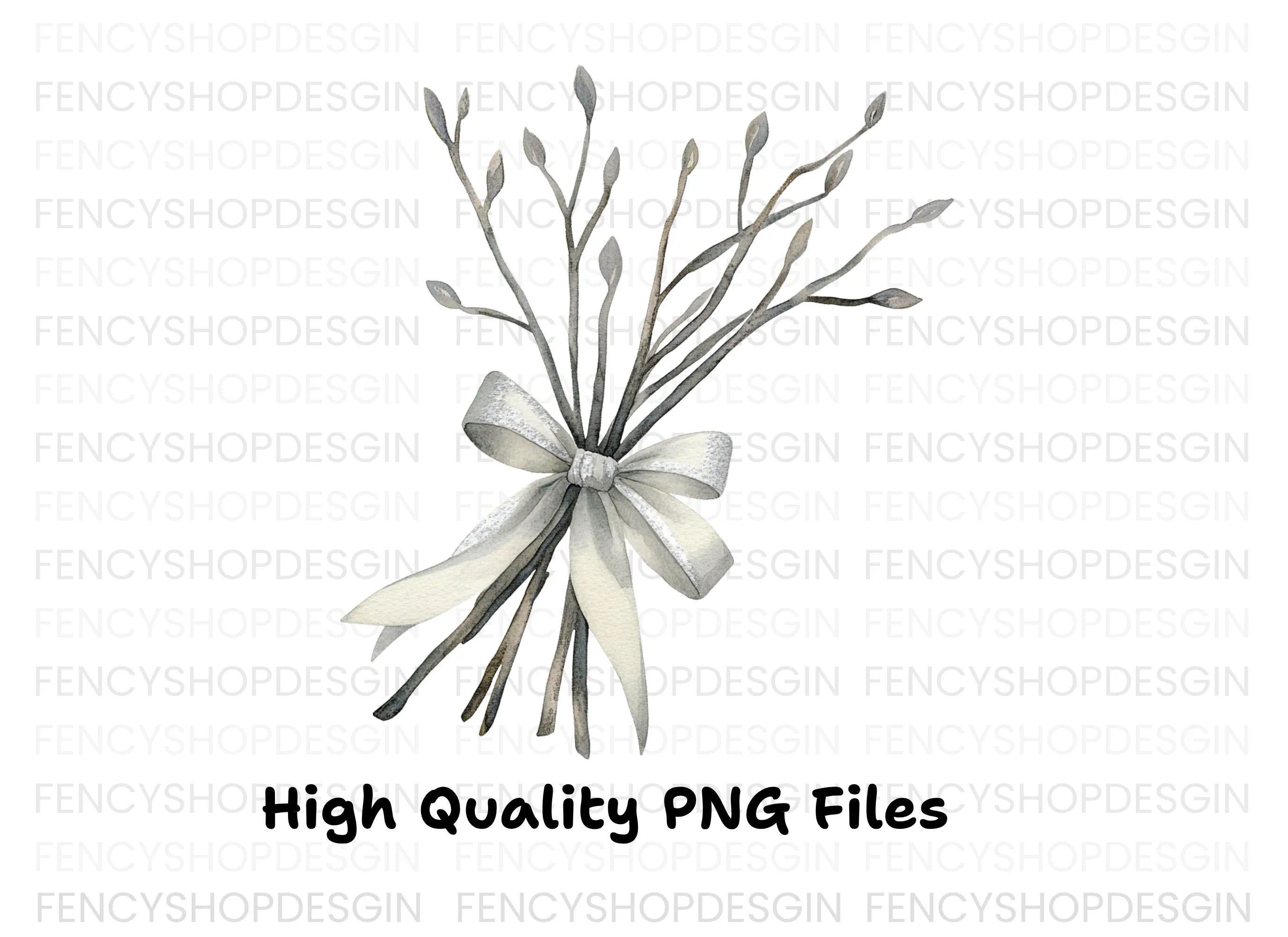 Winter Twig Bouquets Clipart Bundle