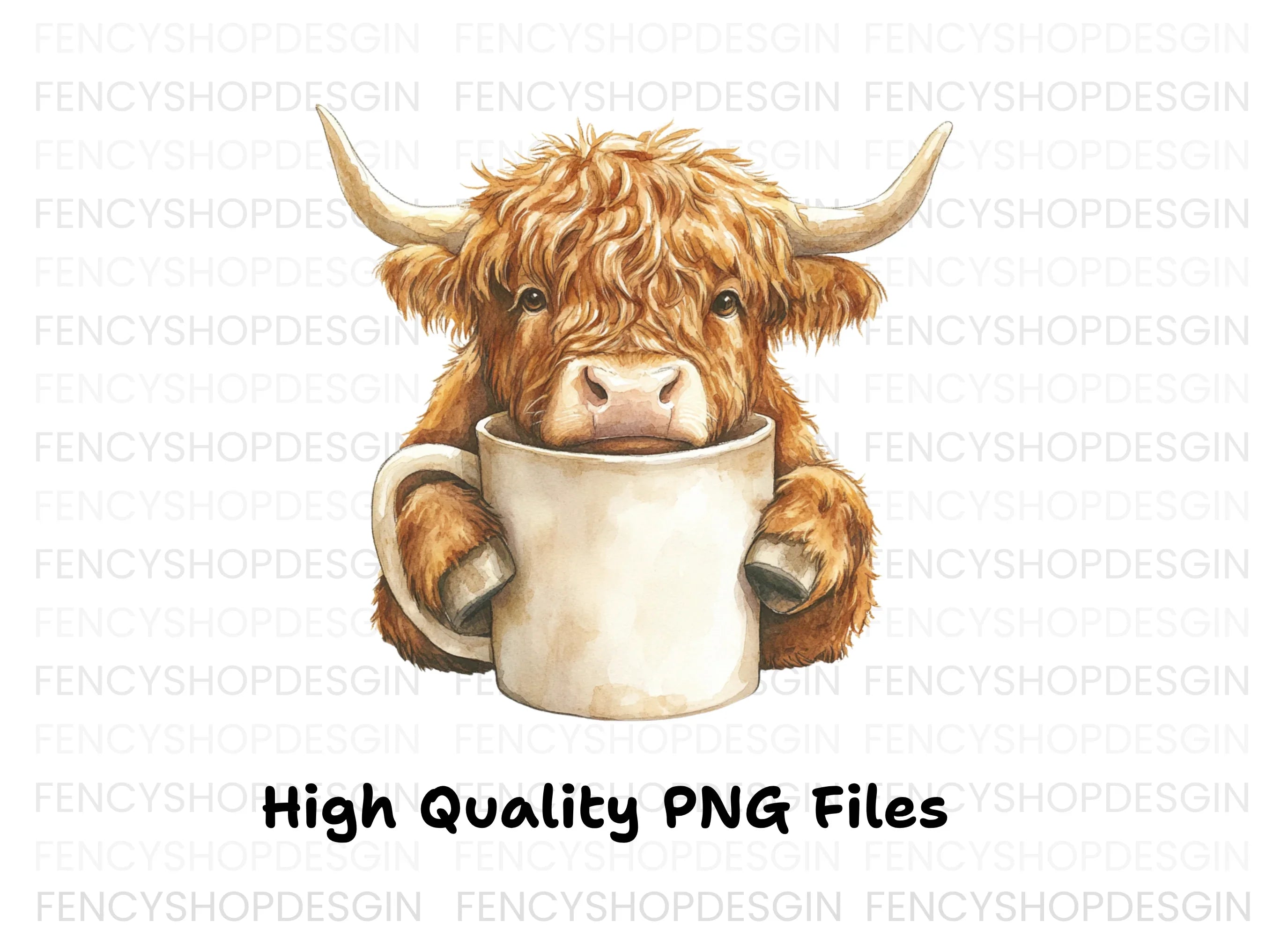Highland Cow Coffee Clipart Bundle