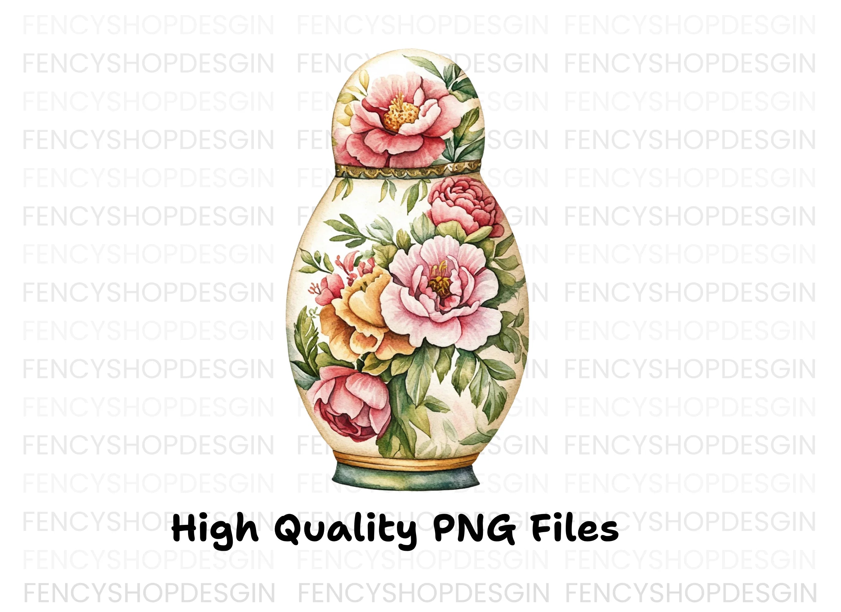 Floral Matryoshka Doll Clipart Bundle