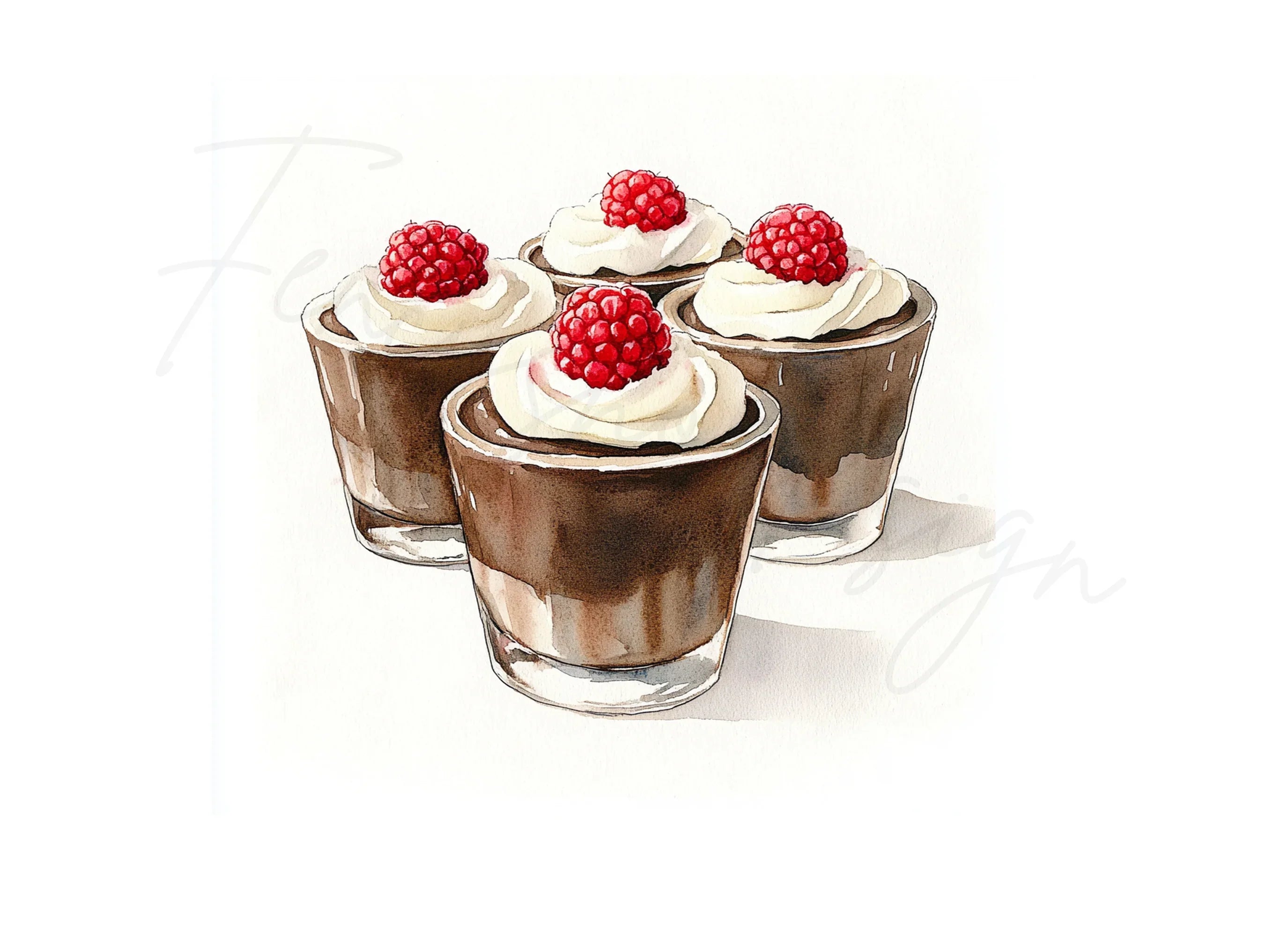 Chocolate Raspberry Dessert Clipart Bundle