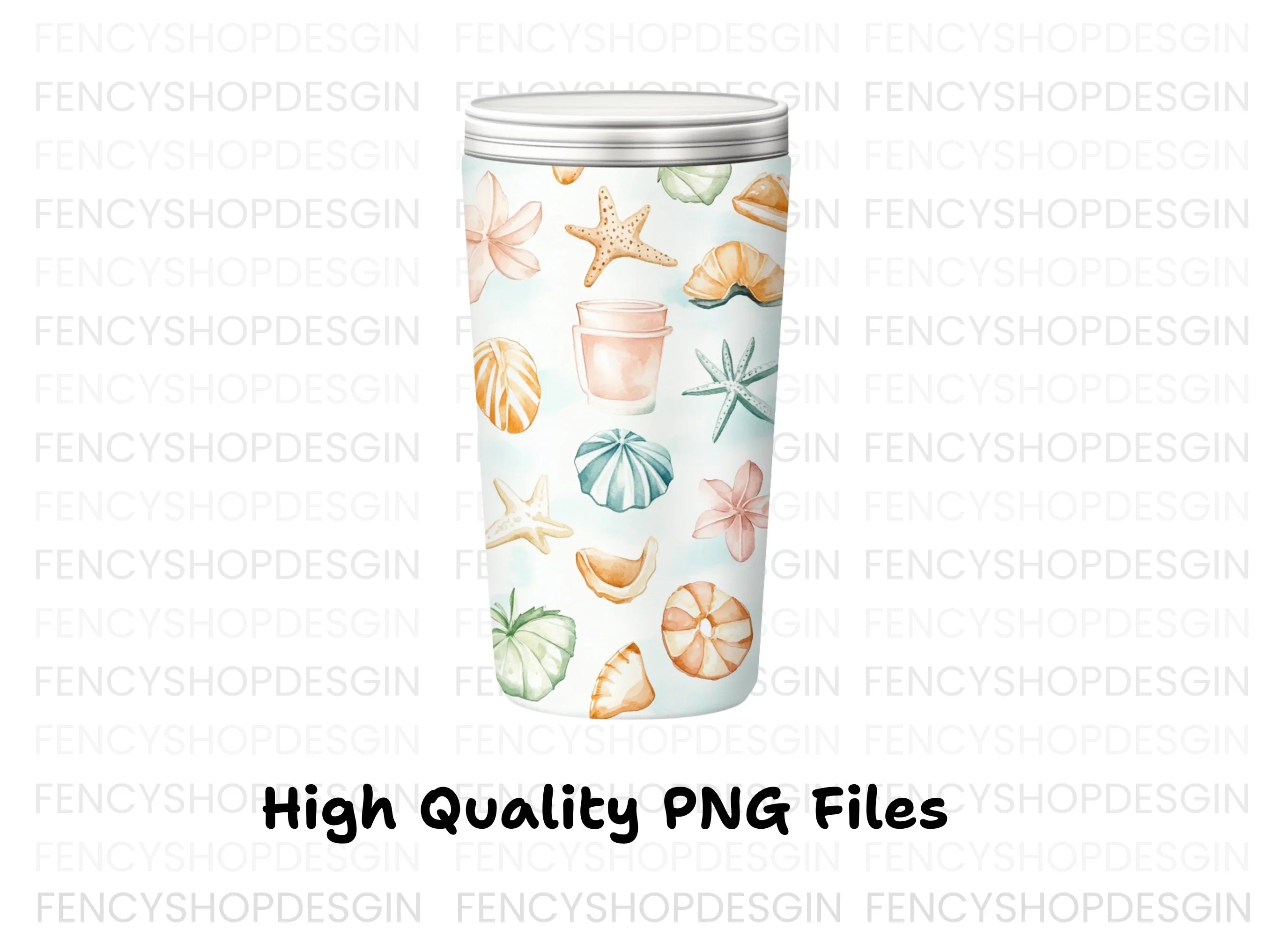 Seashells and Starfish Tumbler Clipart Bundle