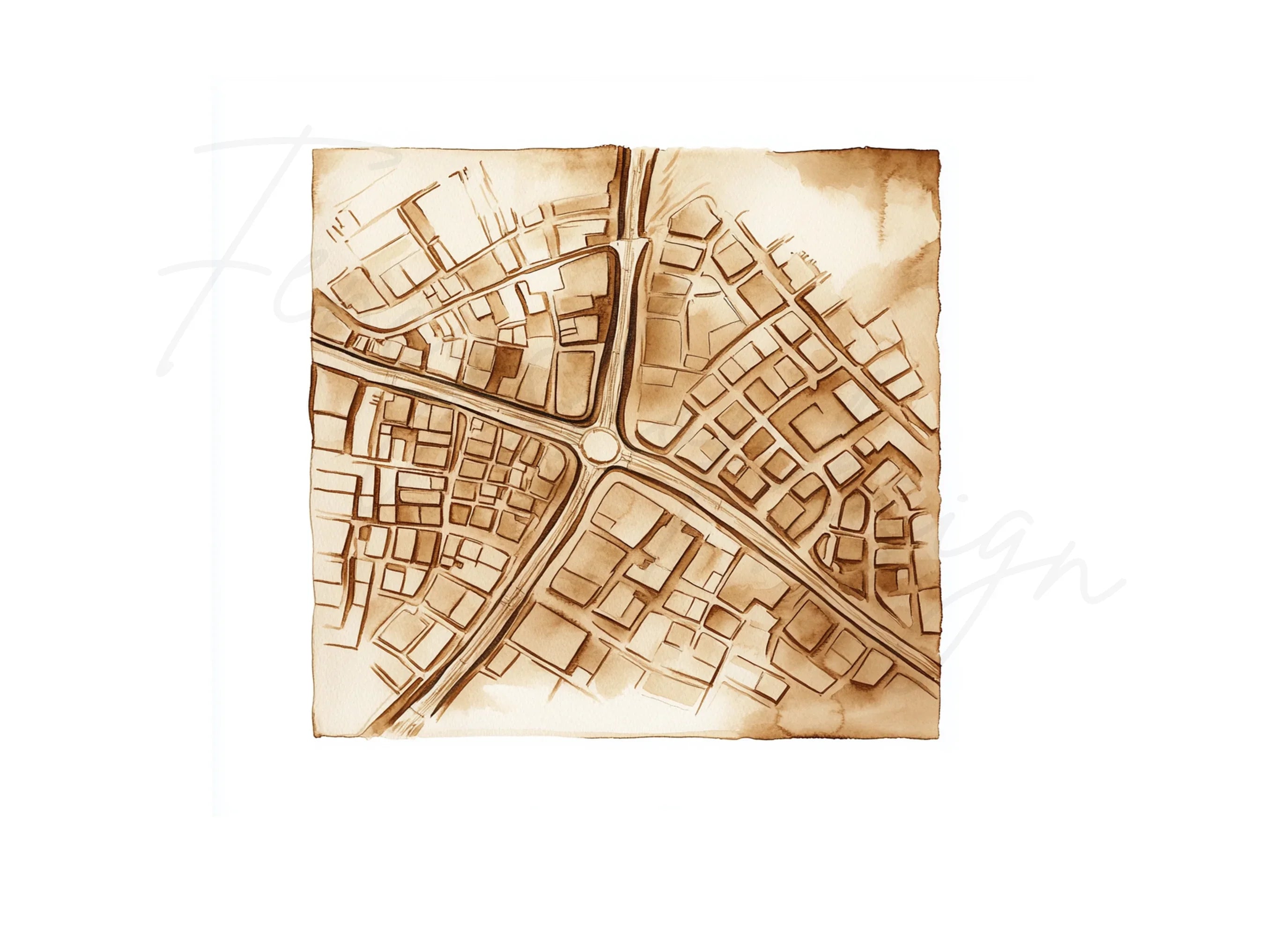 Vintage Style City Maps Clipart Bundle