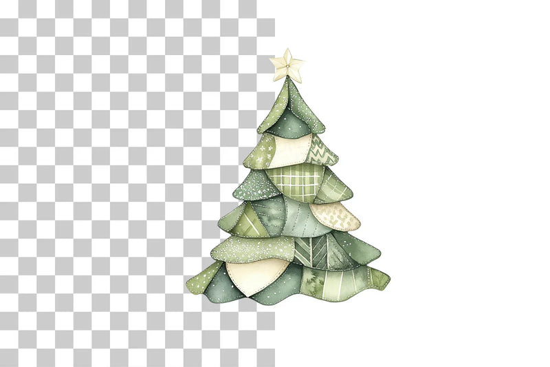 Patchwork Quilt Christmas Trees Clipart Bundle - CraftNest - Digital Crafting and Art