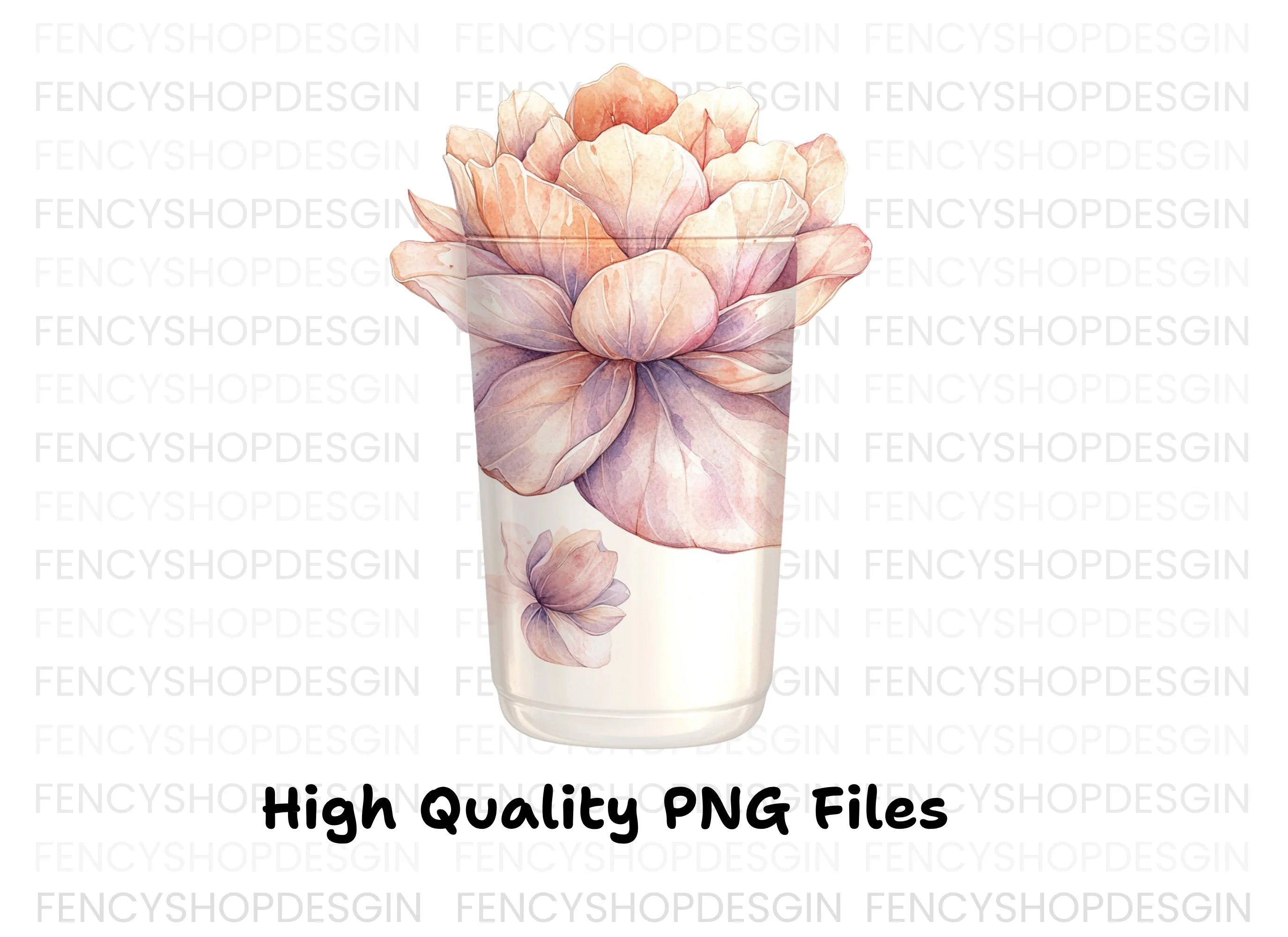 Peony Flower Tumbler Clipart Bundle