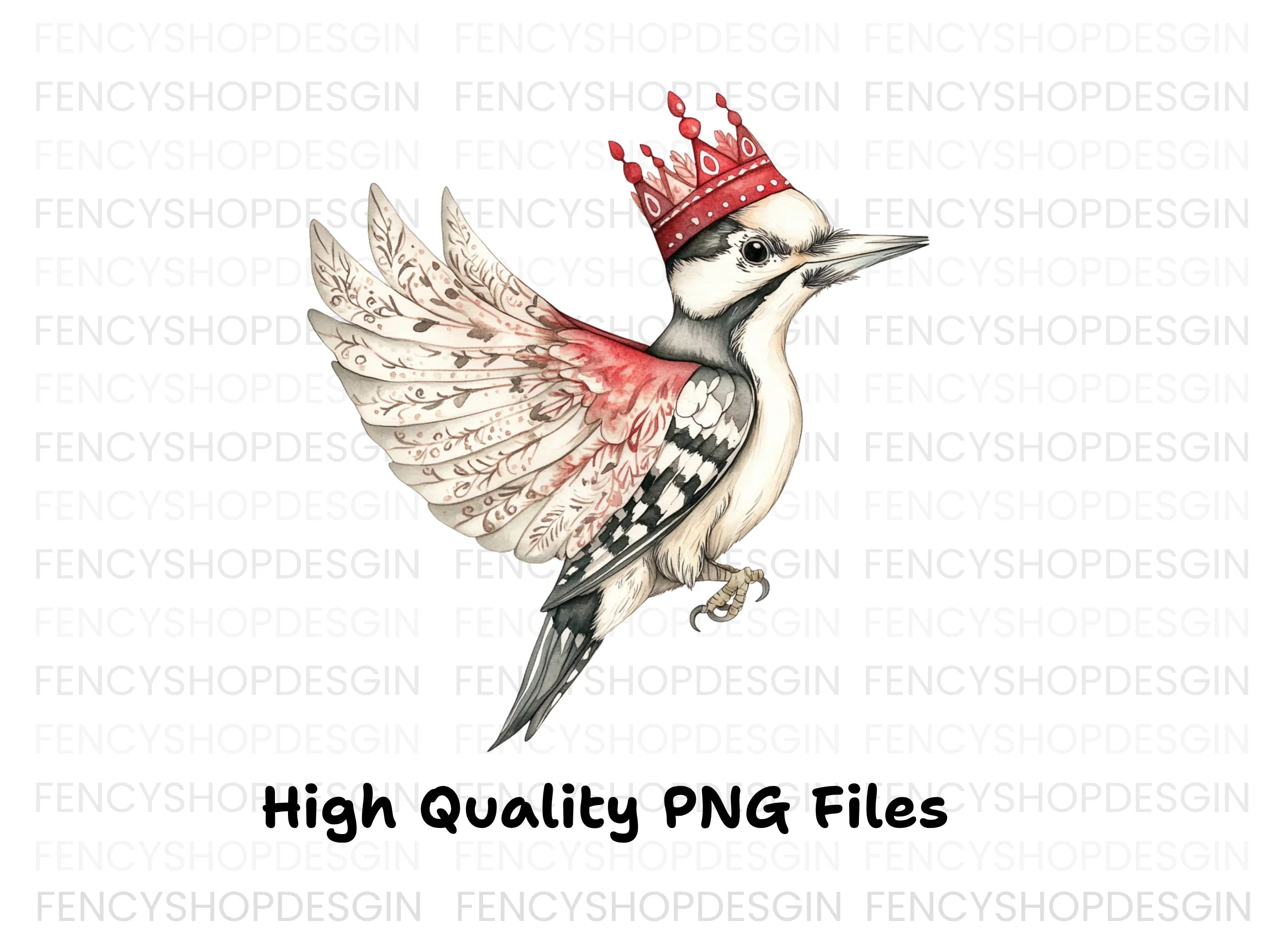 Woodpecker King Red Crown Clipart Bundle