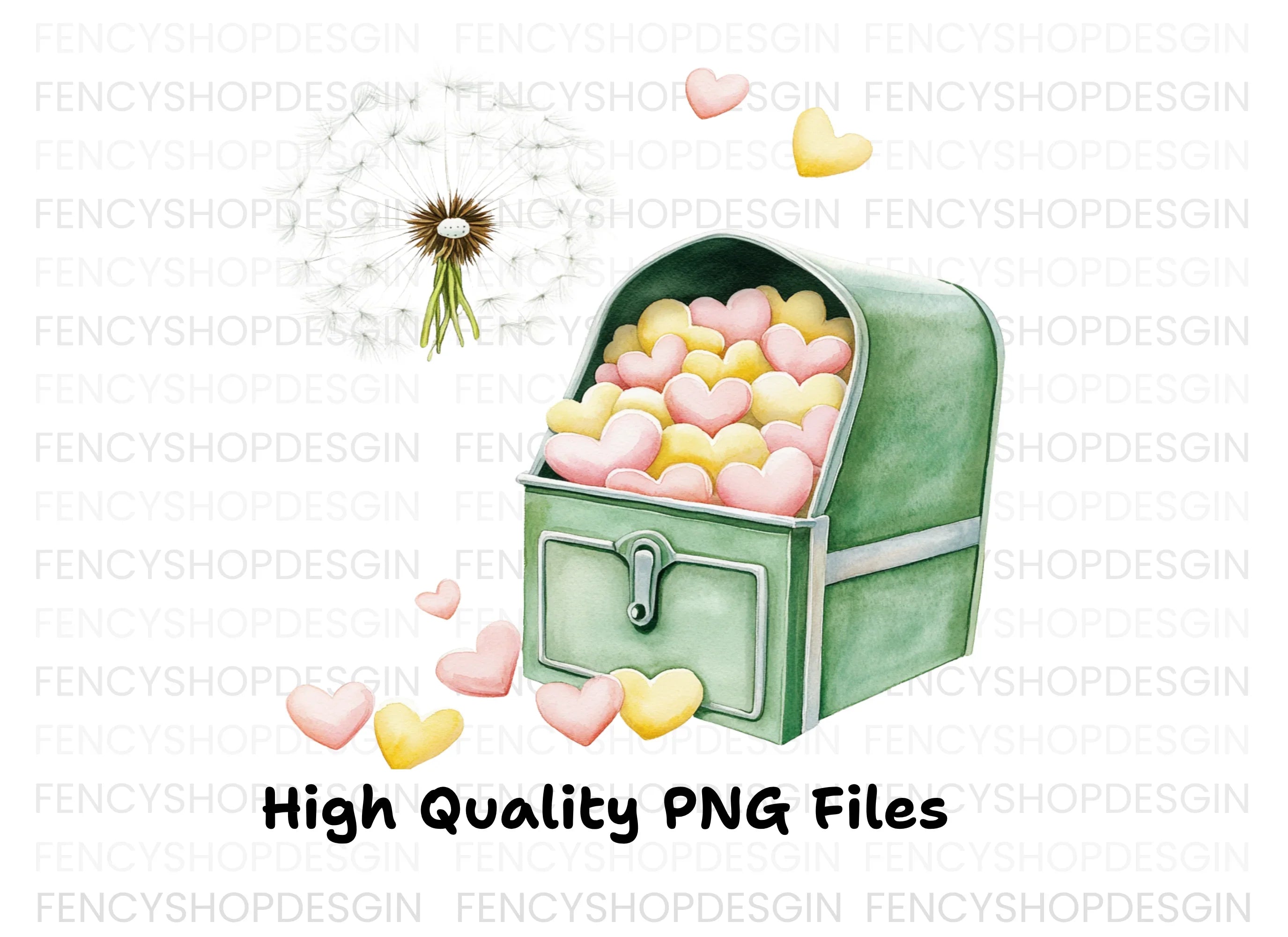 Dandelion and Heart Chest Clipart Bundle