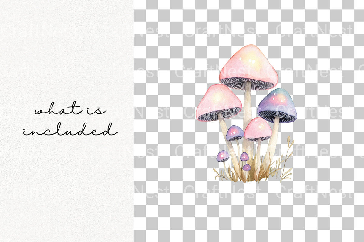 Magical Glowing Mushrooms Clipart Bundle