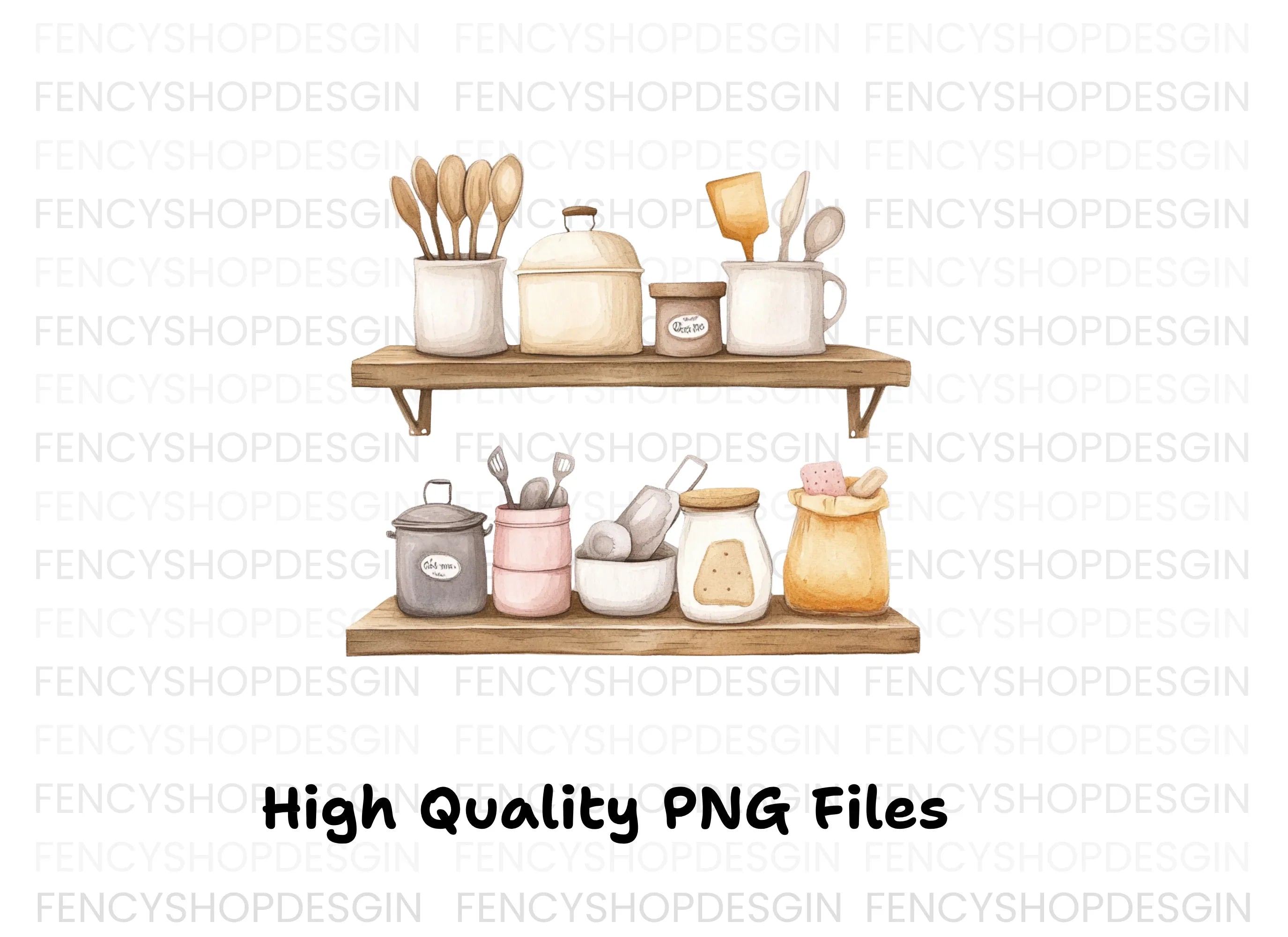 Rustic Kitchen Utensils Clipart Bundle