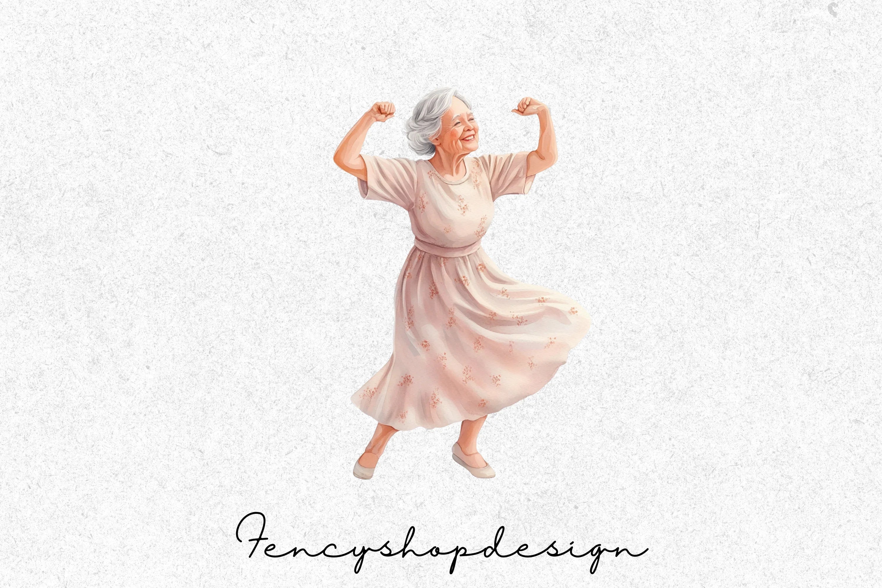Graceful Senior Women Dancing Clipart Bundle