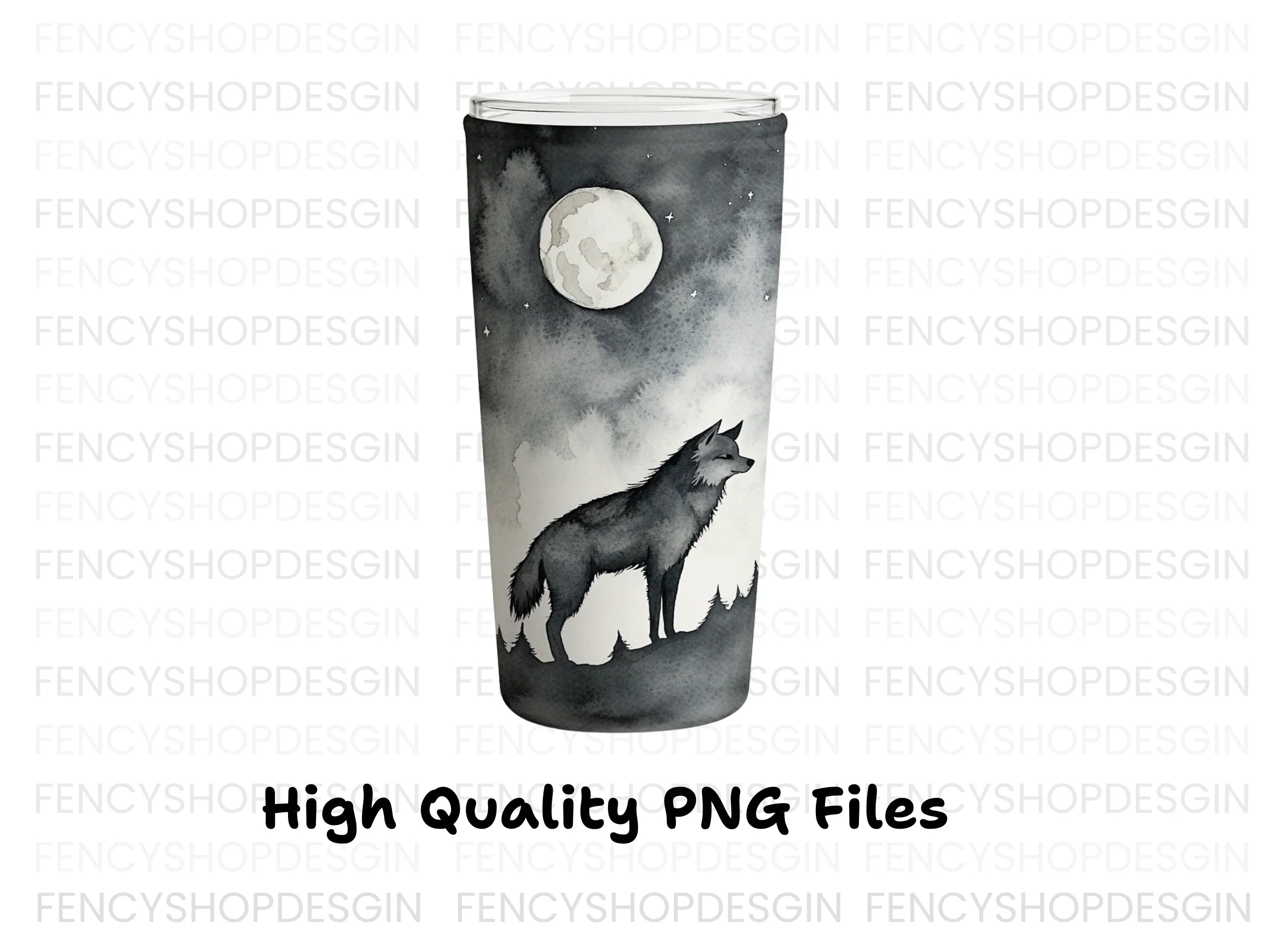Moonlit Wolf Forest Tumbler Clipart Bundle