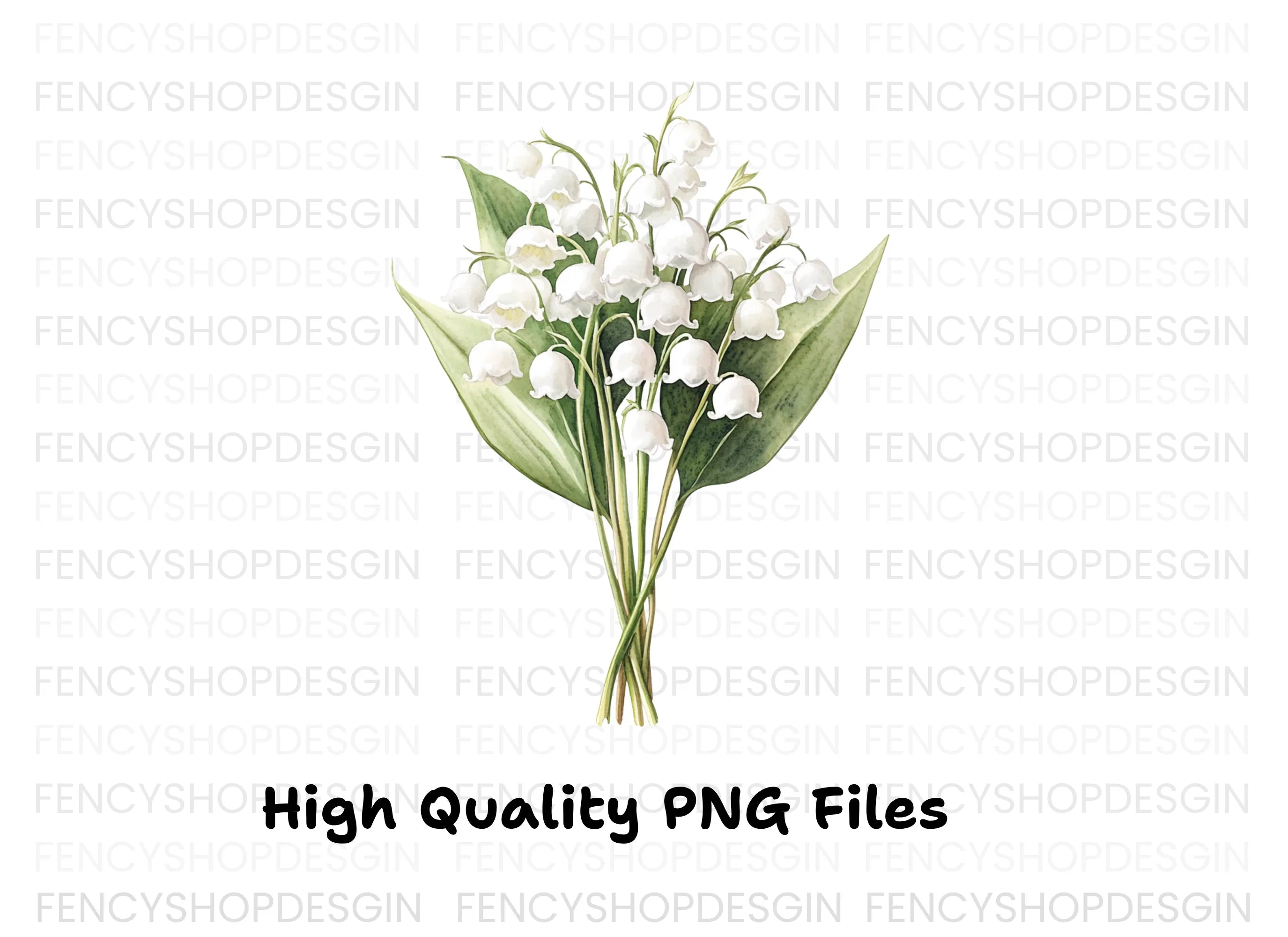 Fresh Lily of the Valley Bouquet Clipart Bundle