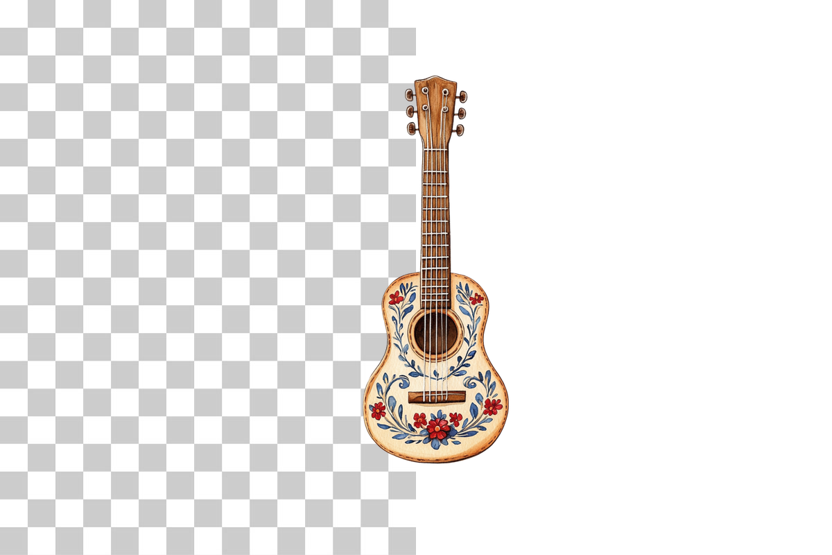 Floral Guitar Folk Art Clipart Bundle