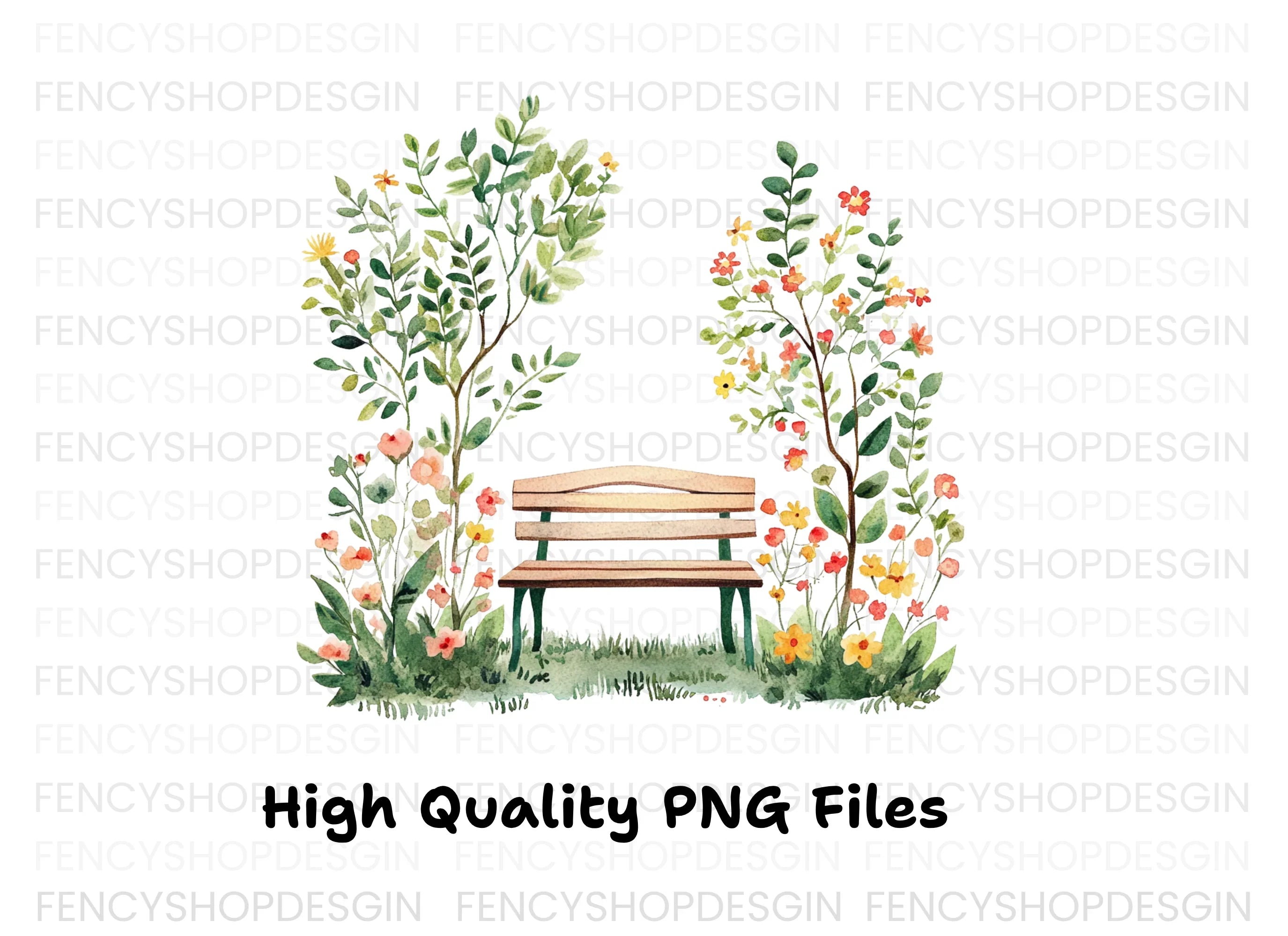 Garden Bench Clipart Bundle