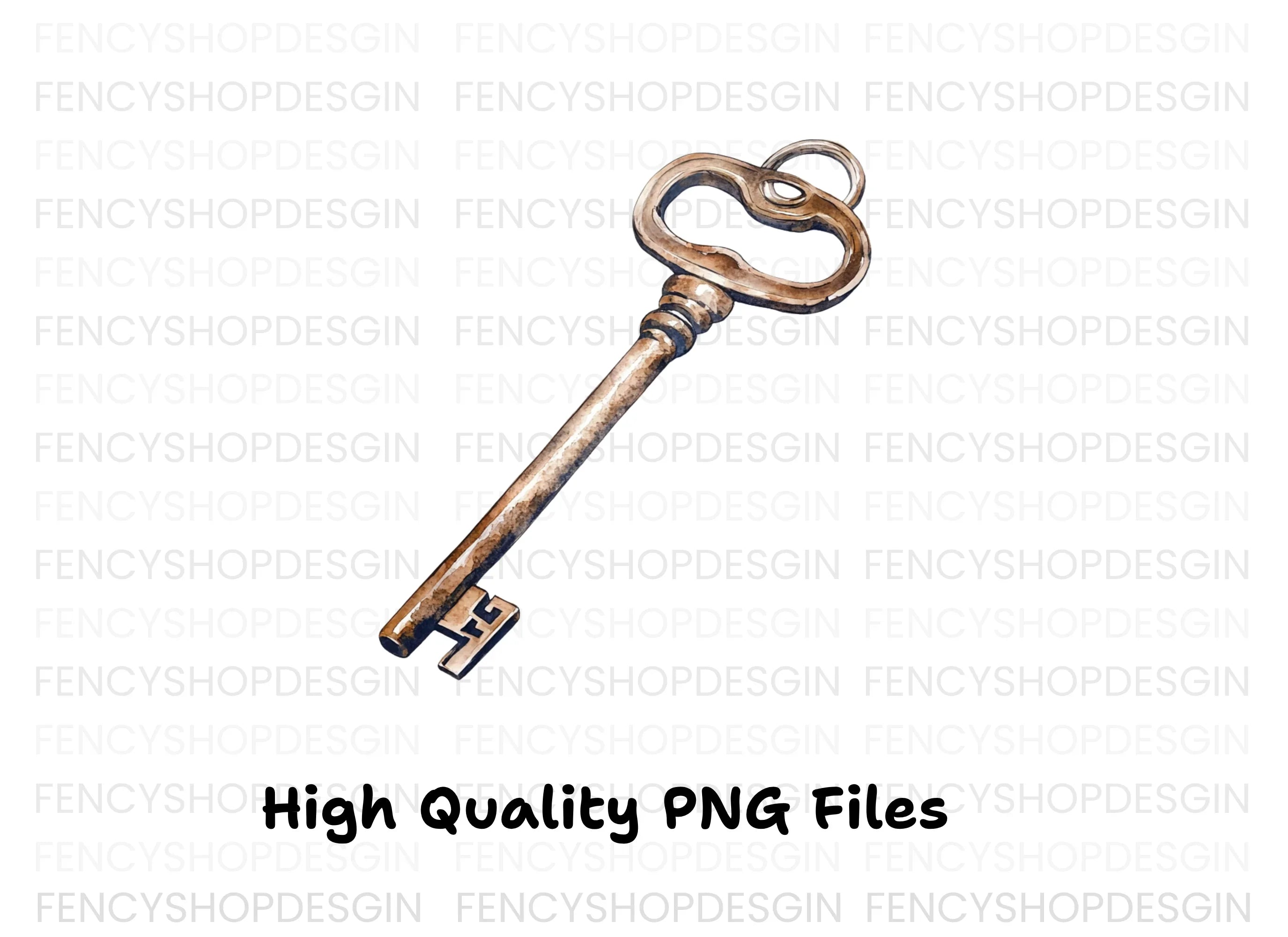 Vintage Skeleton Key Clipart Bundle
