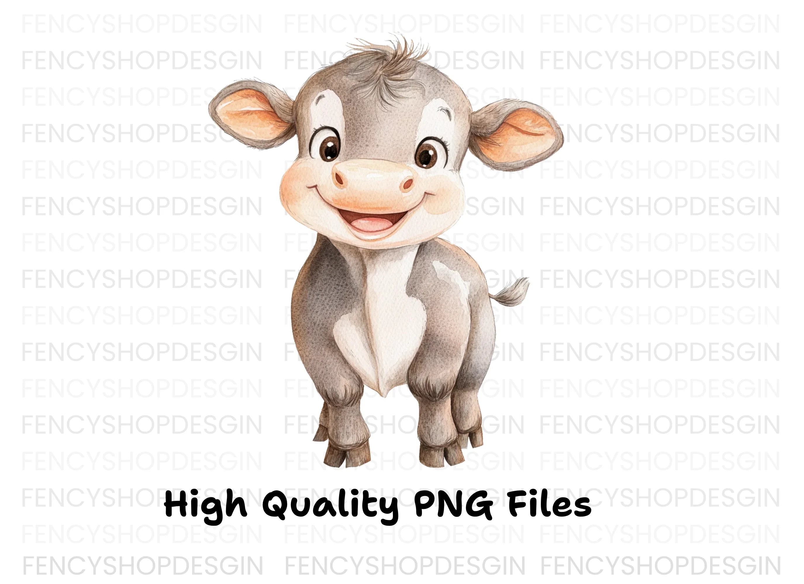 Charming Cartoon Calf Clipart Bundle