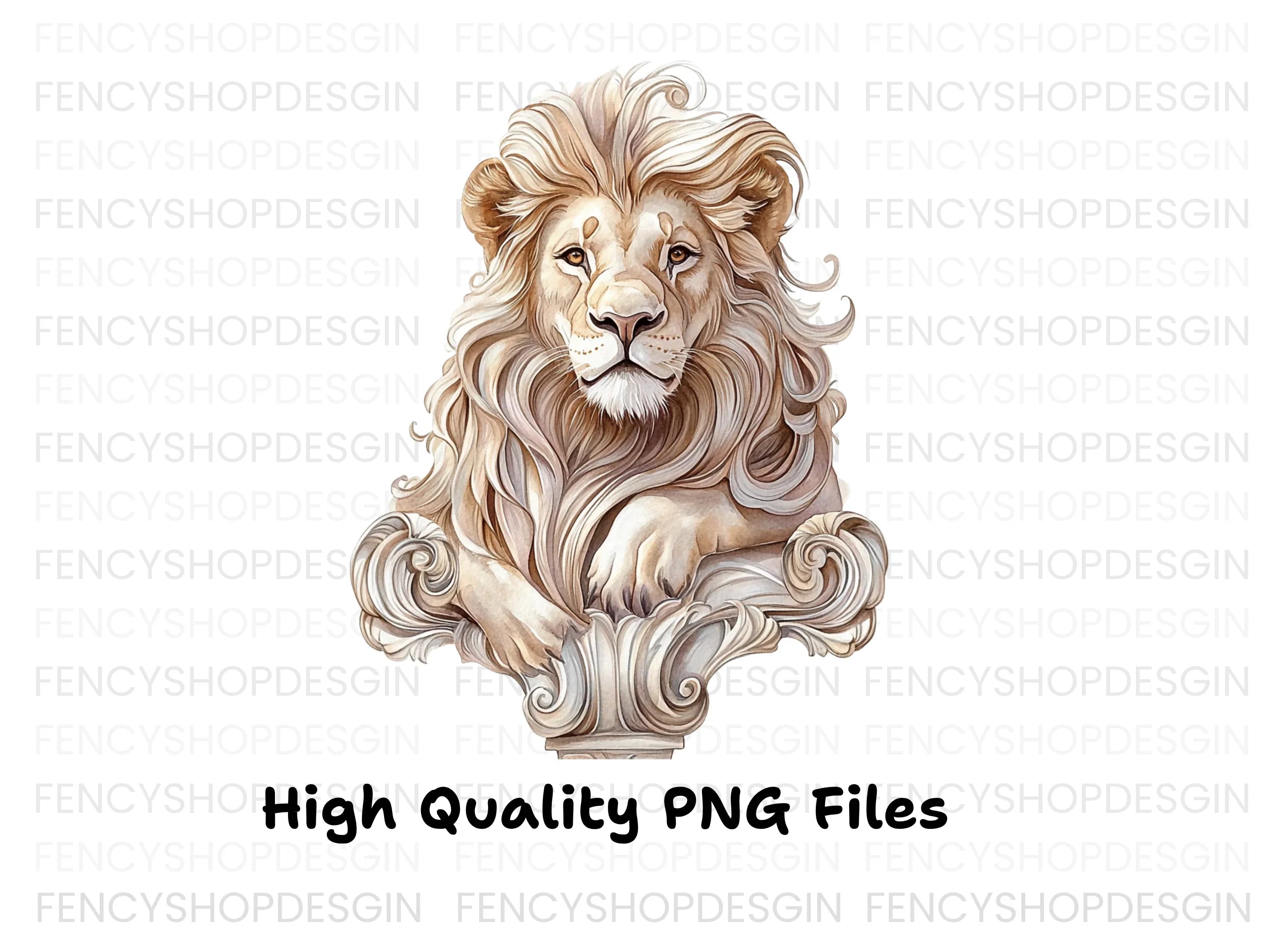 Regal Lion Bust with Ornate Base Clipart Bundle