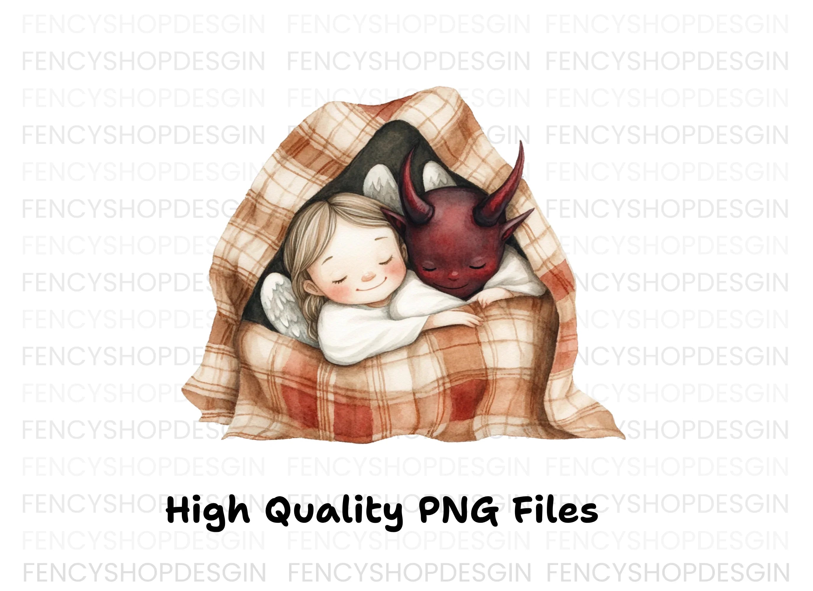 Angels and Devils Sleeping Clipart Bundle