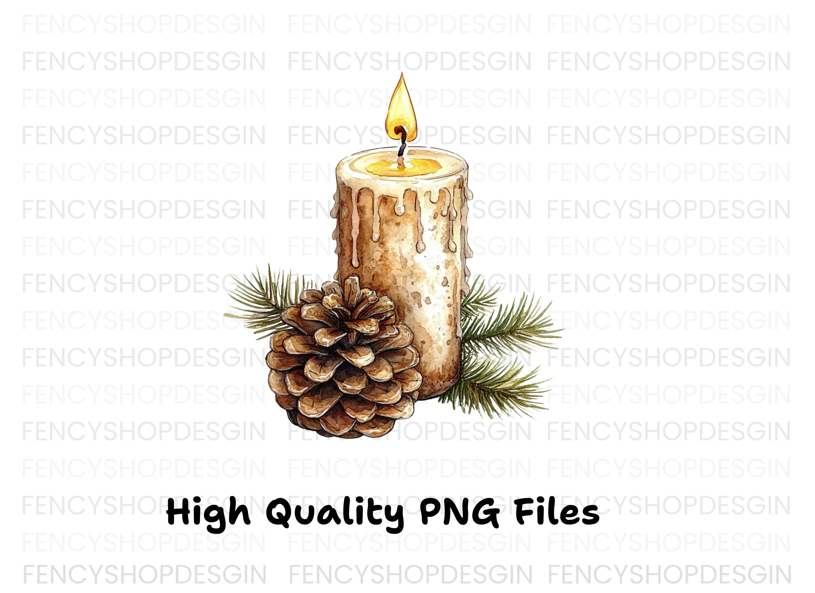 Hand Painted Holiday Candle Clipart Bundle
