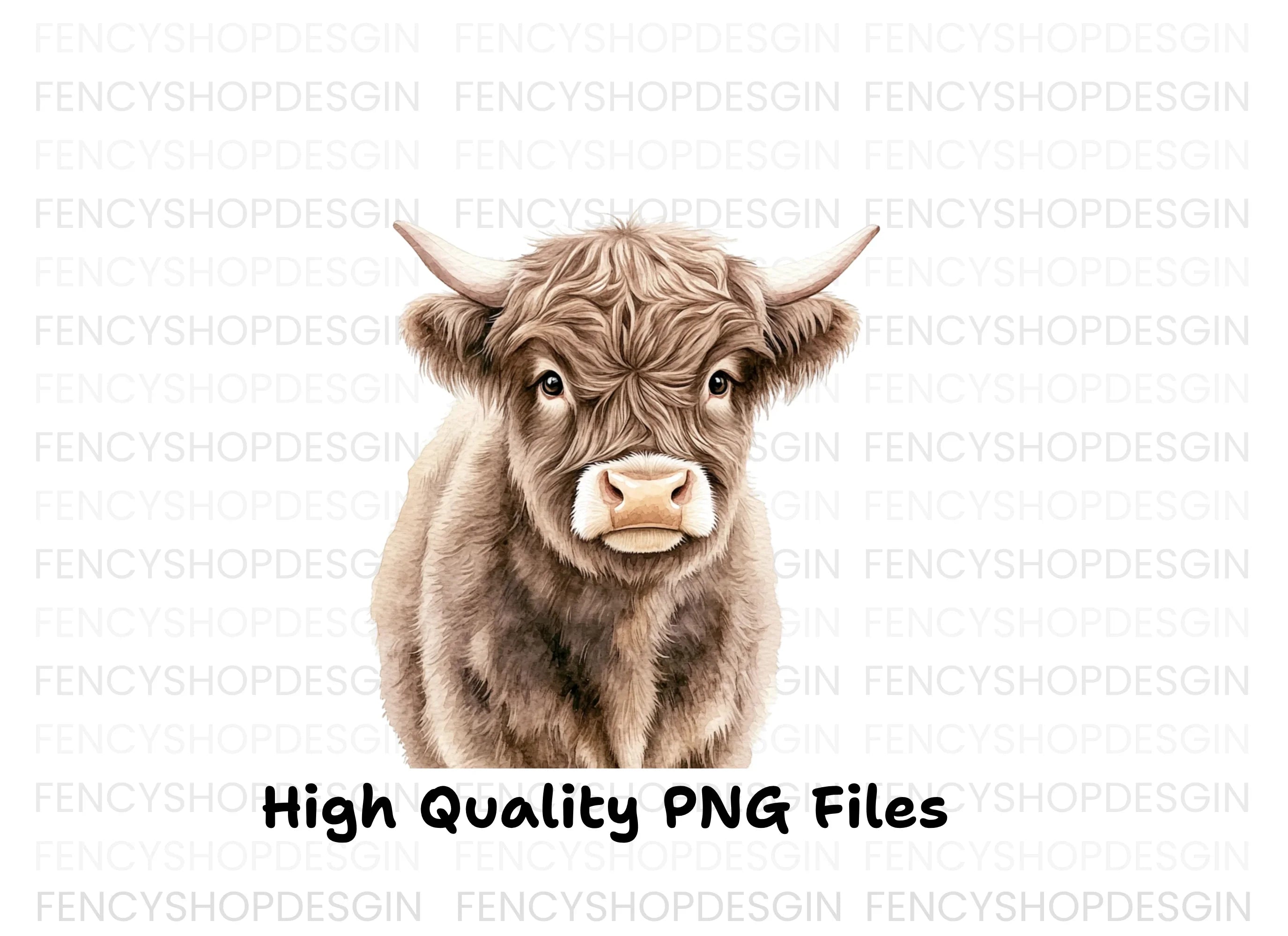 Cute Highland Calf Face Clipart Bundle
