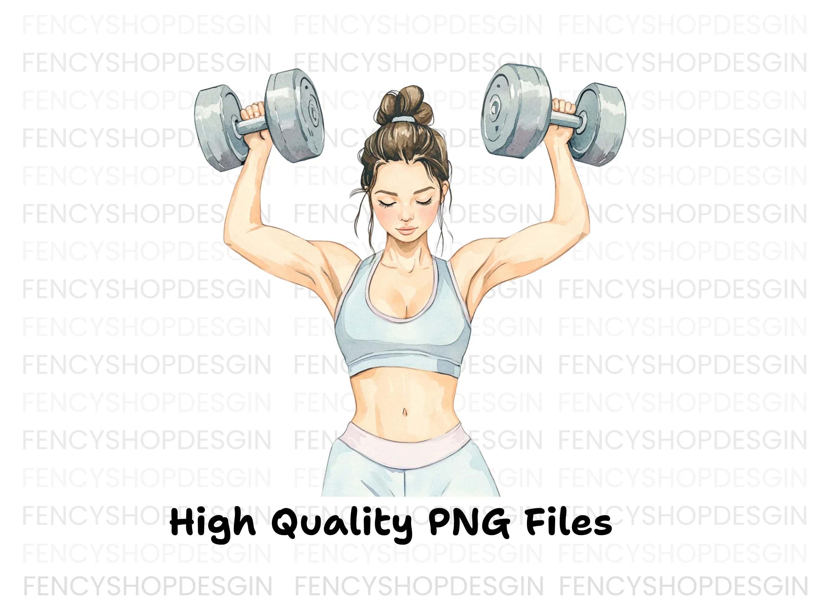 Strong Woman Weightlifting Clipart Bundle