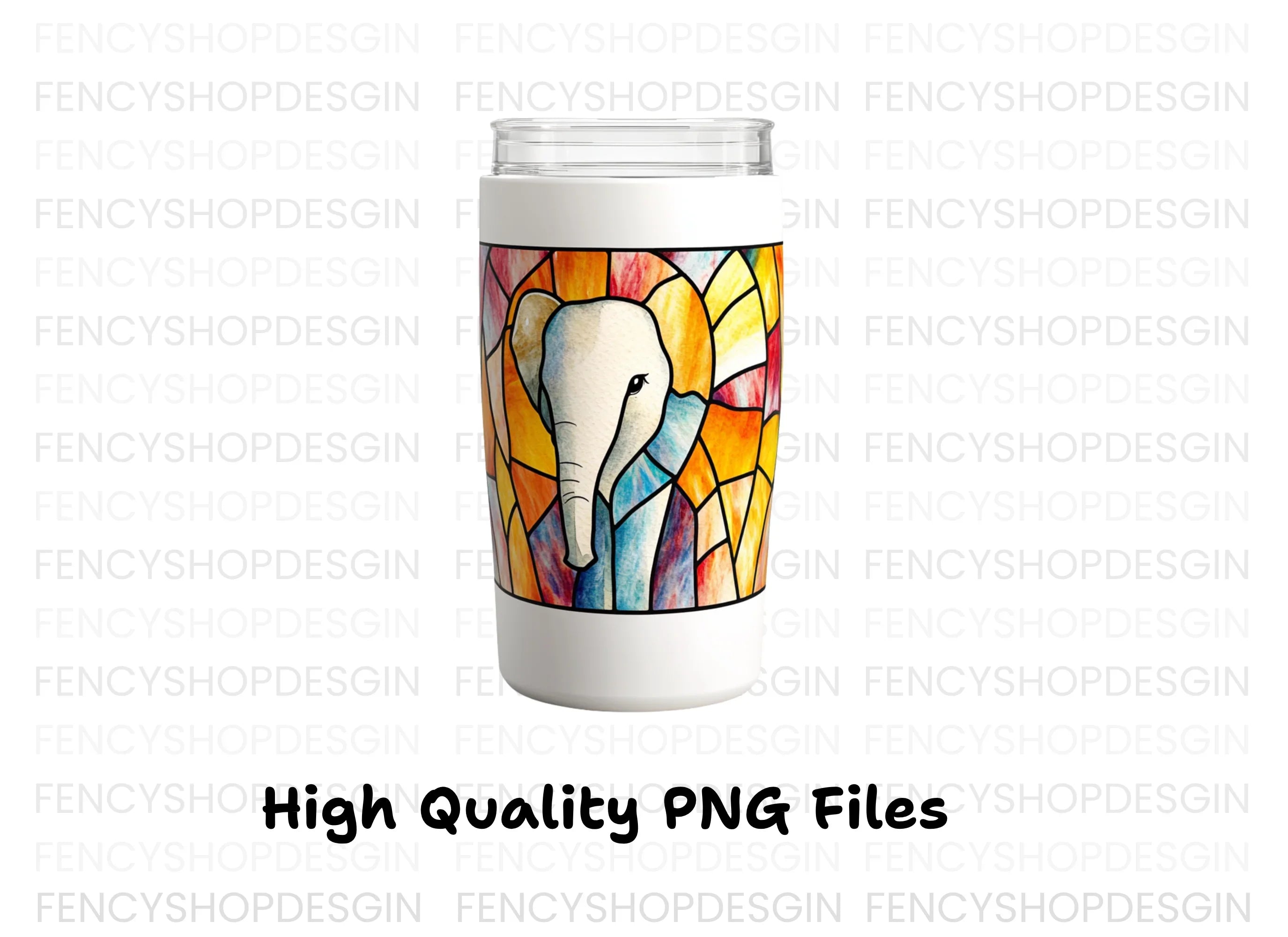 Colorful Stained Glass Elephant Clipart Bundle
