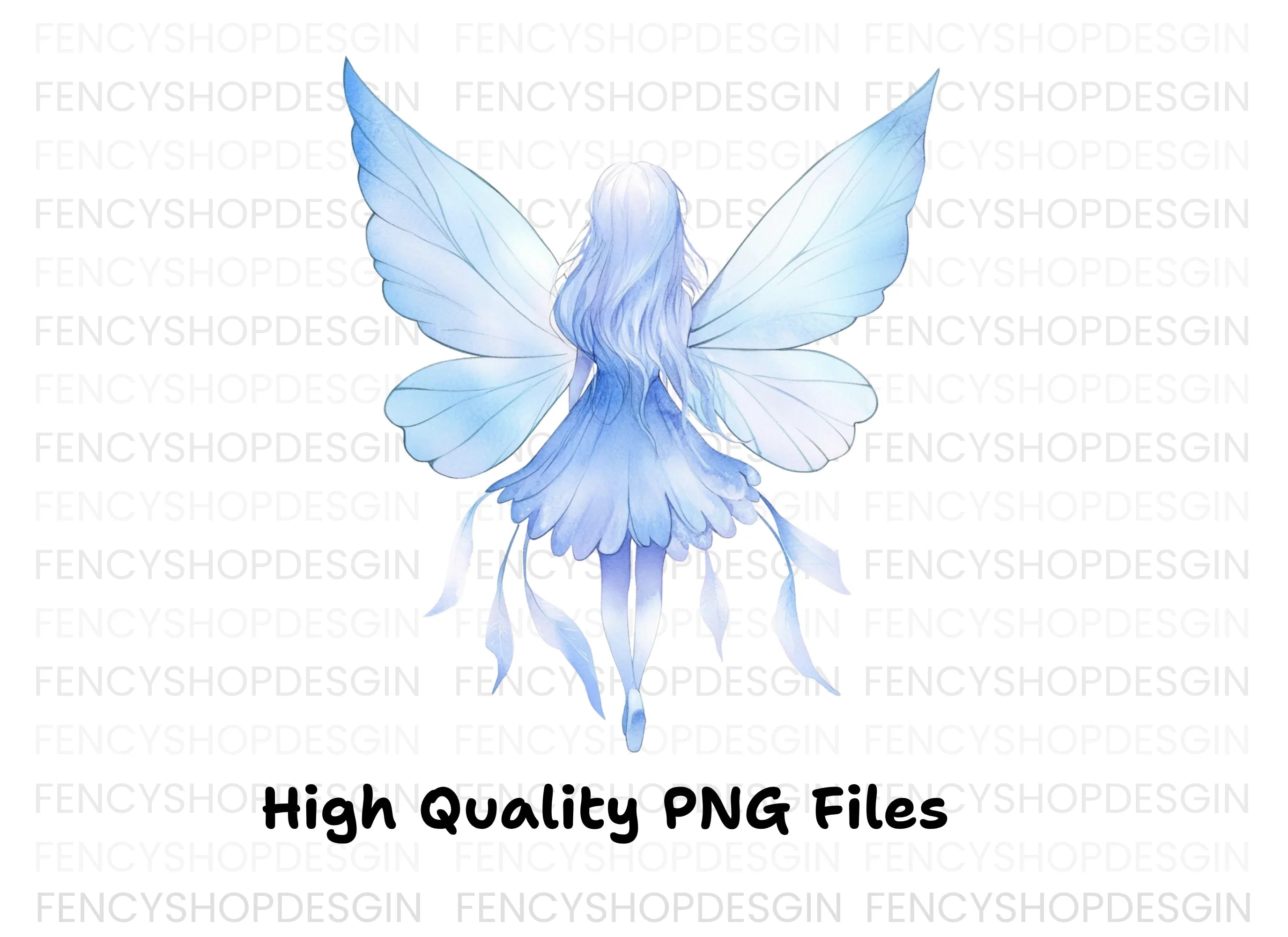 Enchanting Blue Fairy with Wings Clipart Bundle