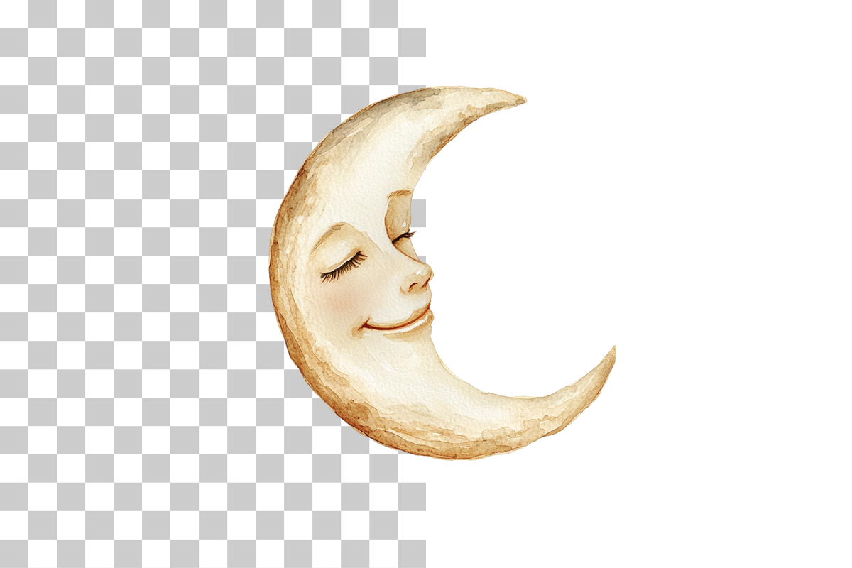 Crescent Moon Face Clipart Bundle
