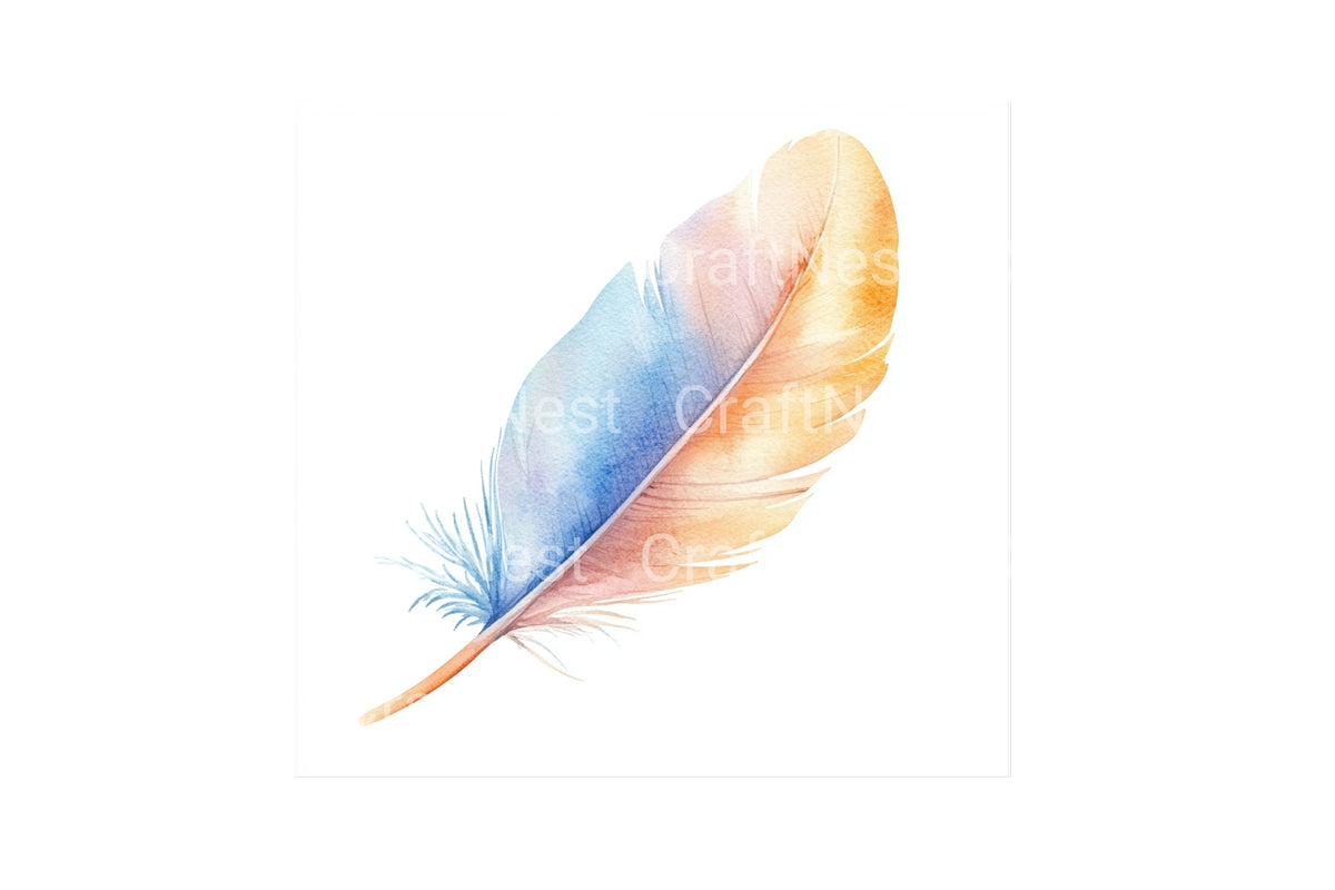 Pastel Feathers Clipart Bundle