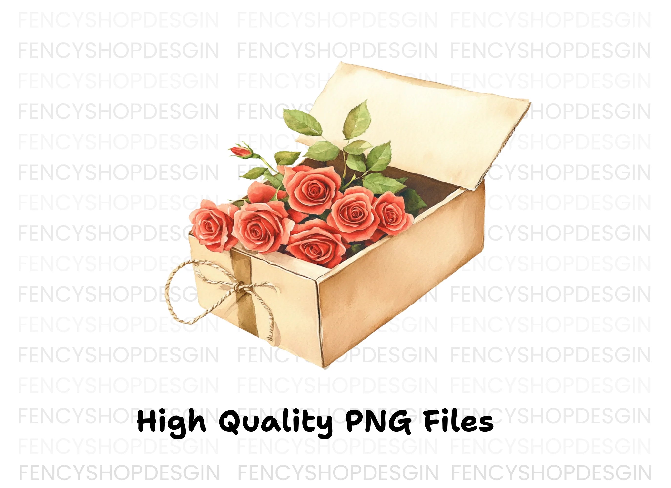 Red Roses Gift Boxes Clipart Bundle